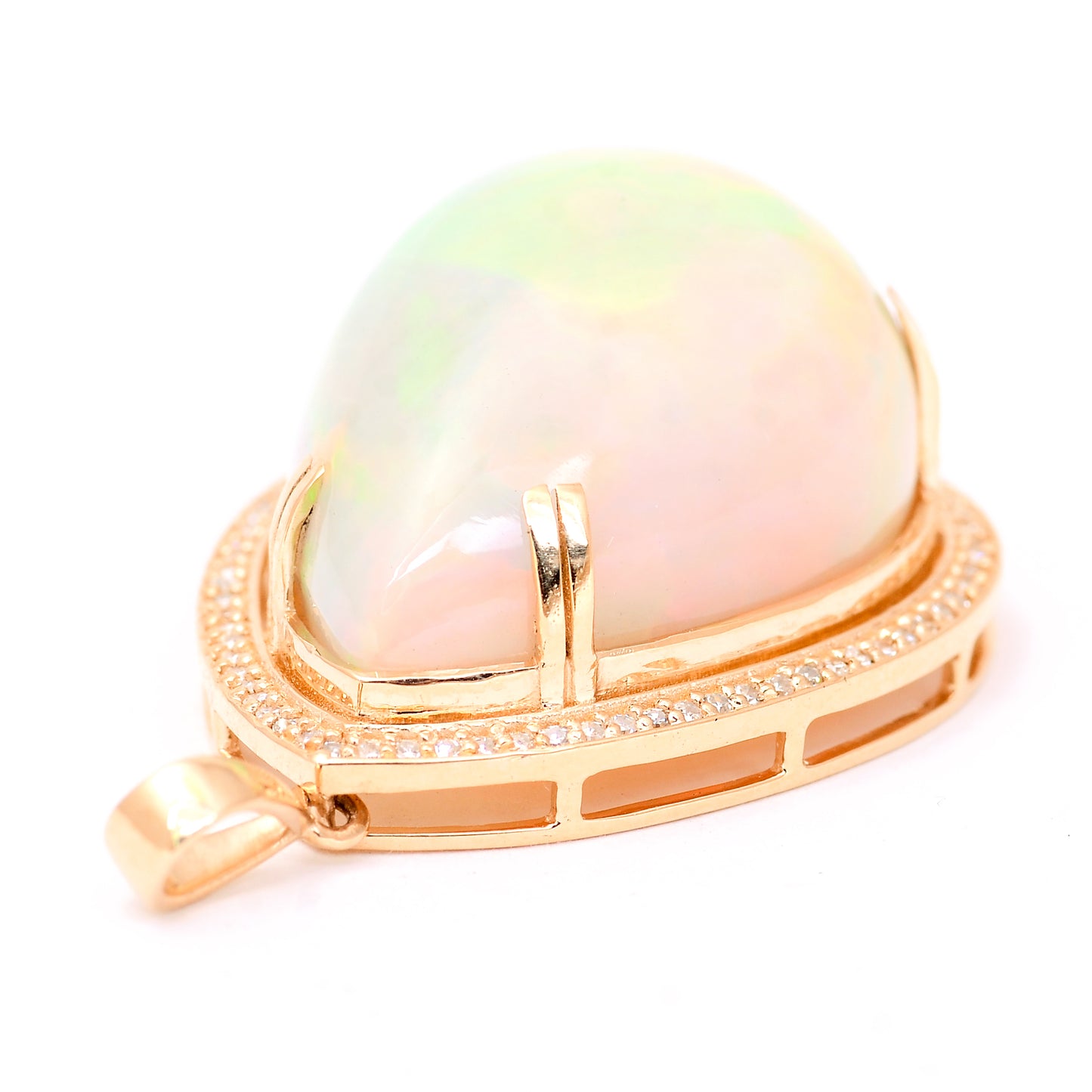22.26 Ct Pear Cabochon Natural Opal 14K Gold Pendant