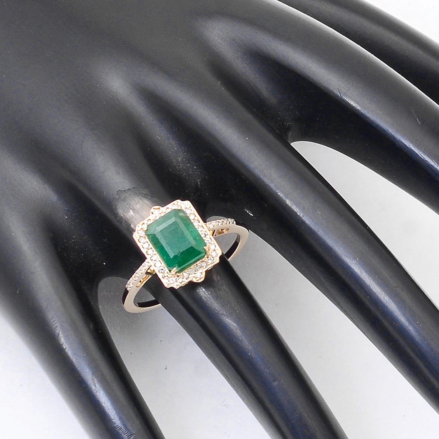 2.43 Ct Octagon Step Cut Natural Emerald 14K Gold Ring