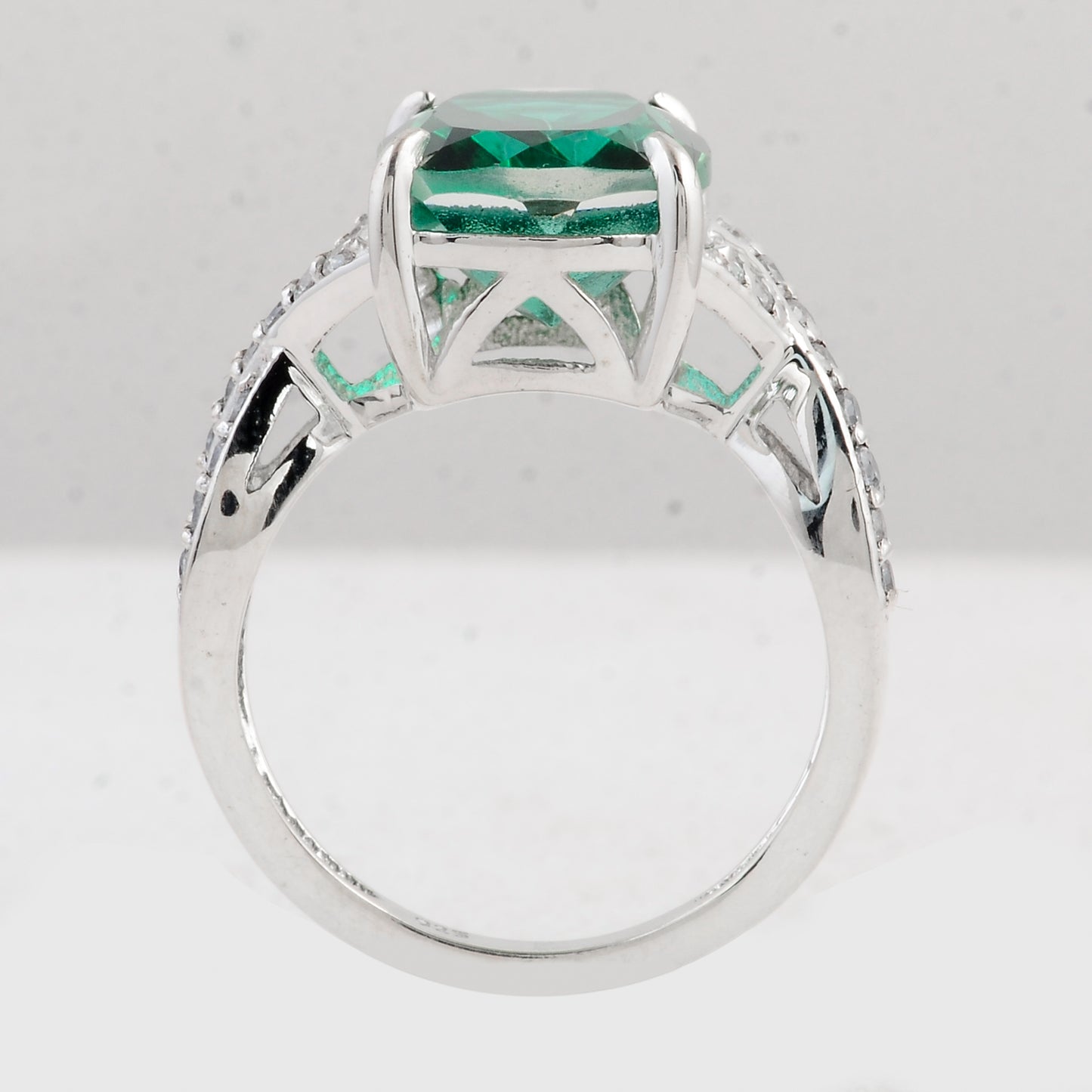 8.69 Ct Cushion Green Topaz 925 Sterling Silver Ring