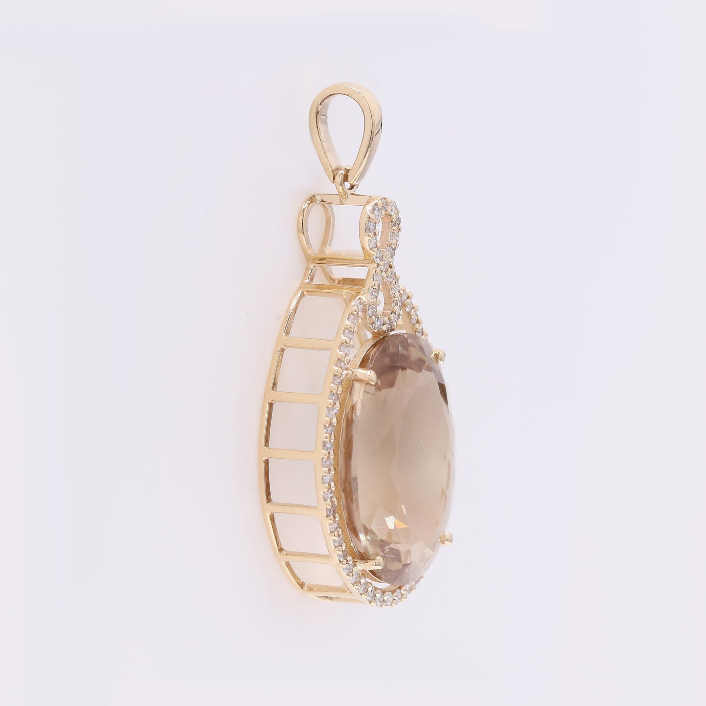 7.41 Ct Pear Mixed Cut Natural Sunstone 14K Gold Pendant