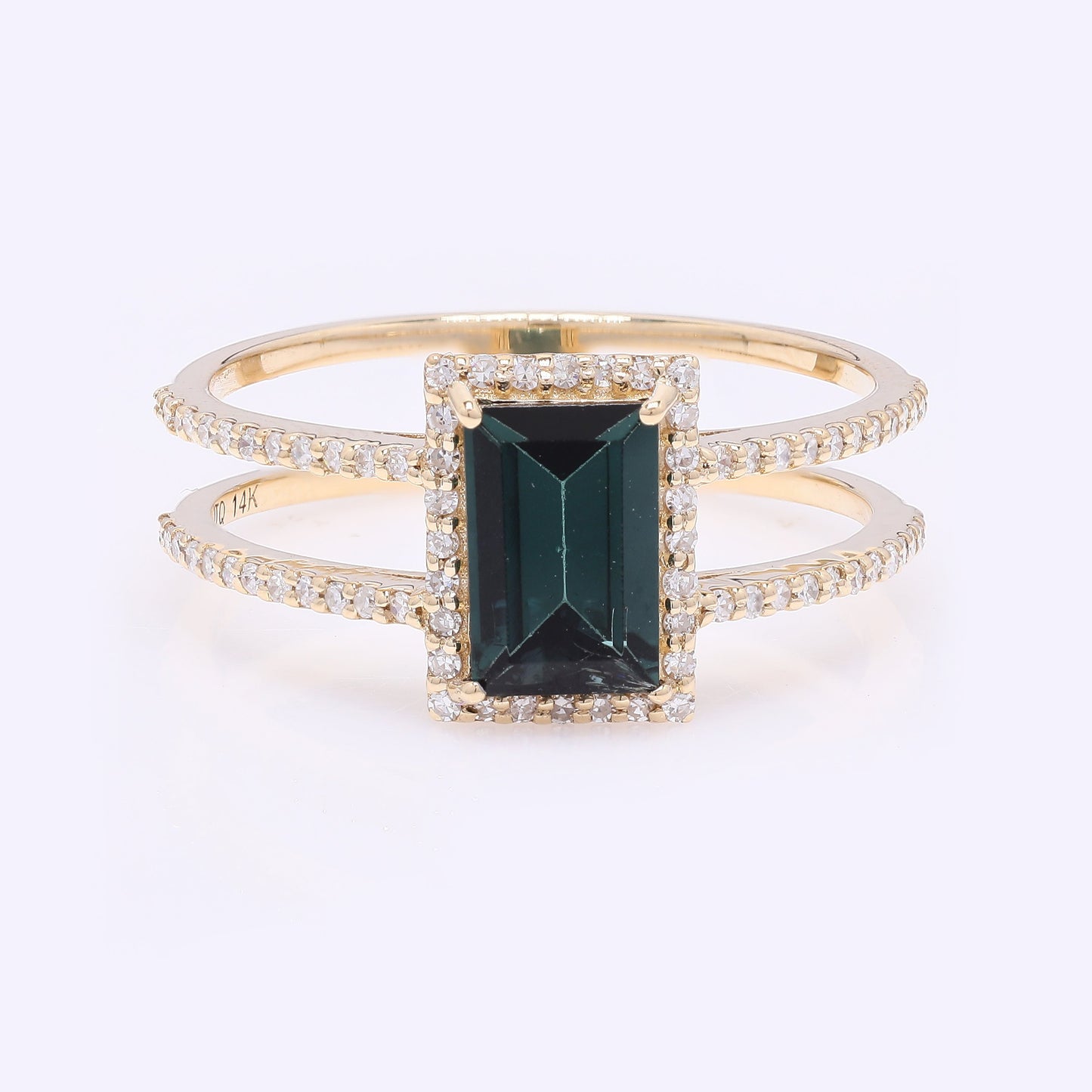 1.26 Ct Rectangular Step Cut Natural Tourmaline 14K Gold Ring