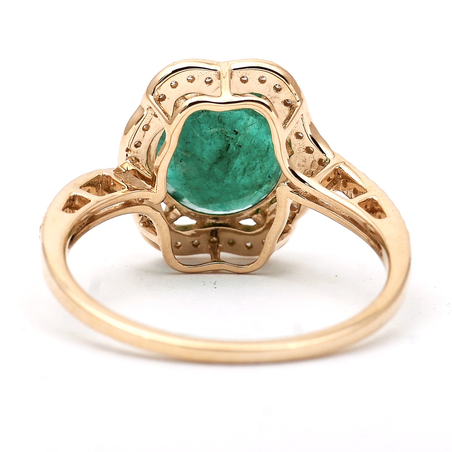 2.27 Ct Round Mixed Cut Natural Emerald 14K Gold Ring