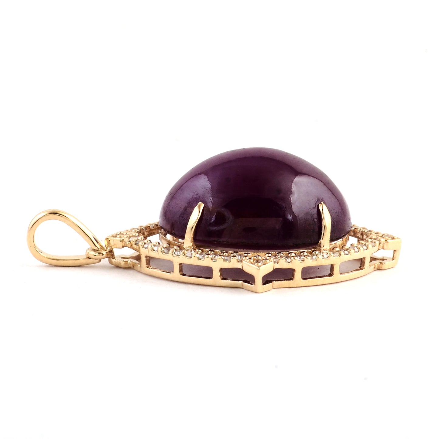 13.15 Ct Oval Cabochon Natural Corundum Ruby 14K Gold Pendant