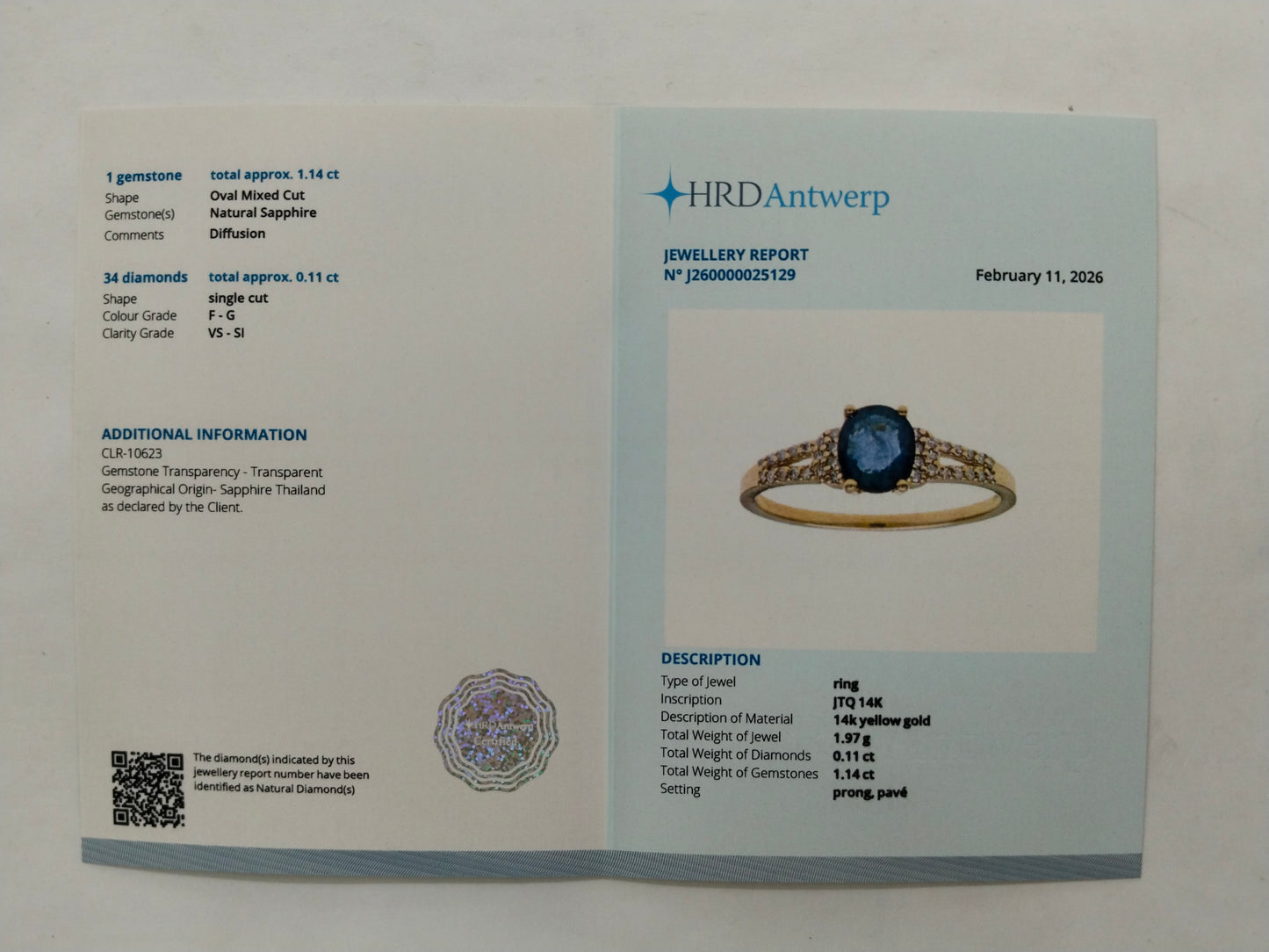 1.25 Ct Oval Mixed Cut Natural Sapphire 14K Gold Ring