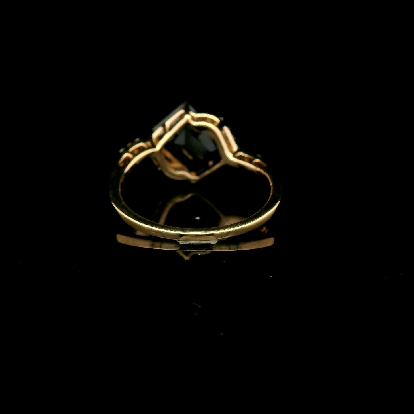 3.13 Ct Emerald Cut Lab Grown Sapphire 14K Gold Ring