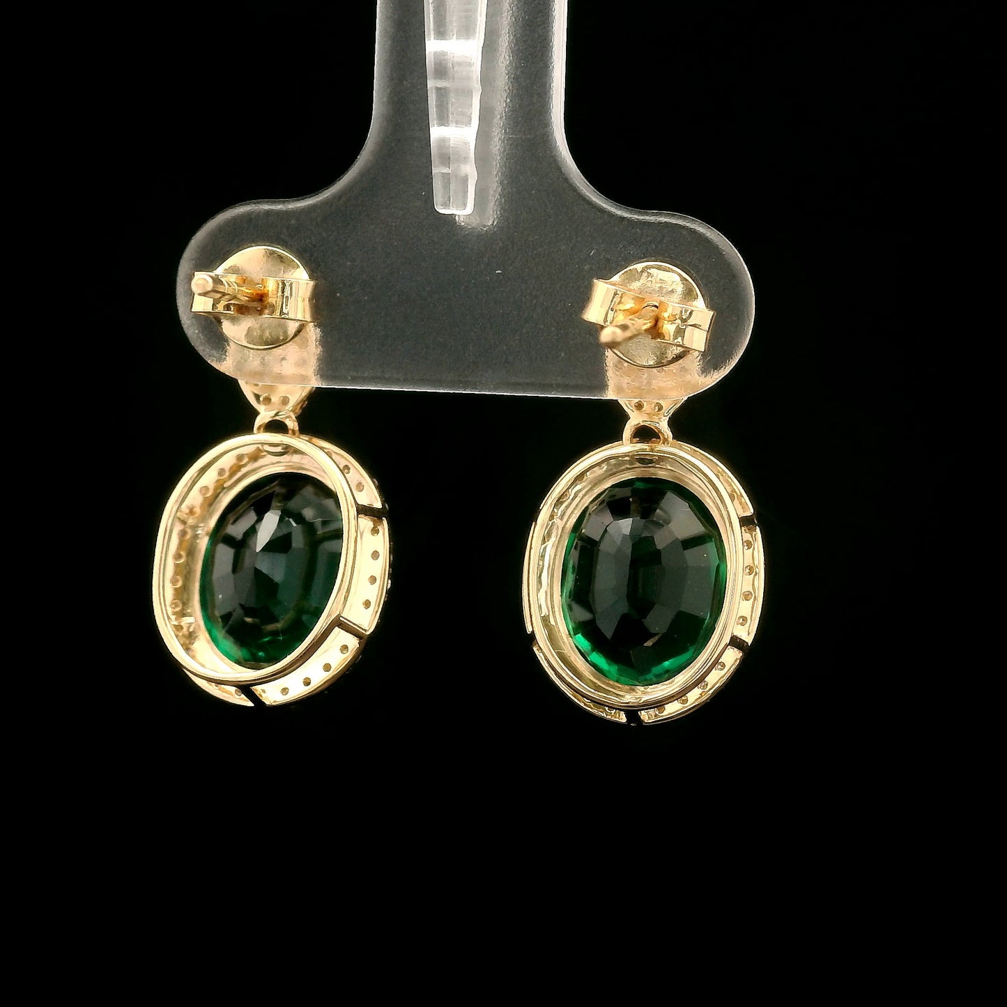 4.94 Ct Oval Mixed Cut Lab Grown Emerald 14K Gold Earrings