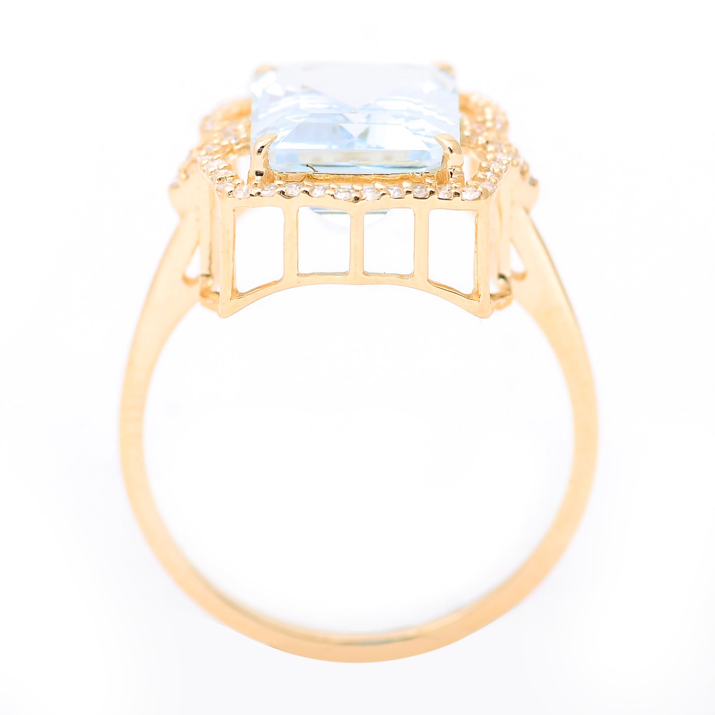 3.64 Ct Octagon Step Cut Natural Aquamarine 14K Gold Ring