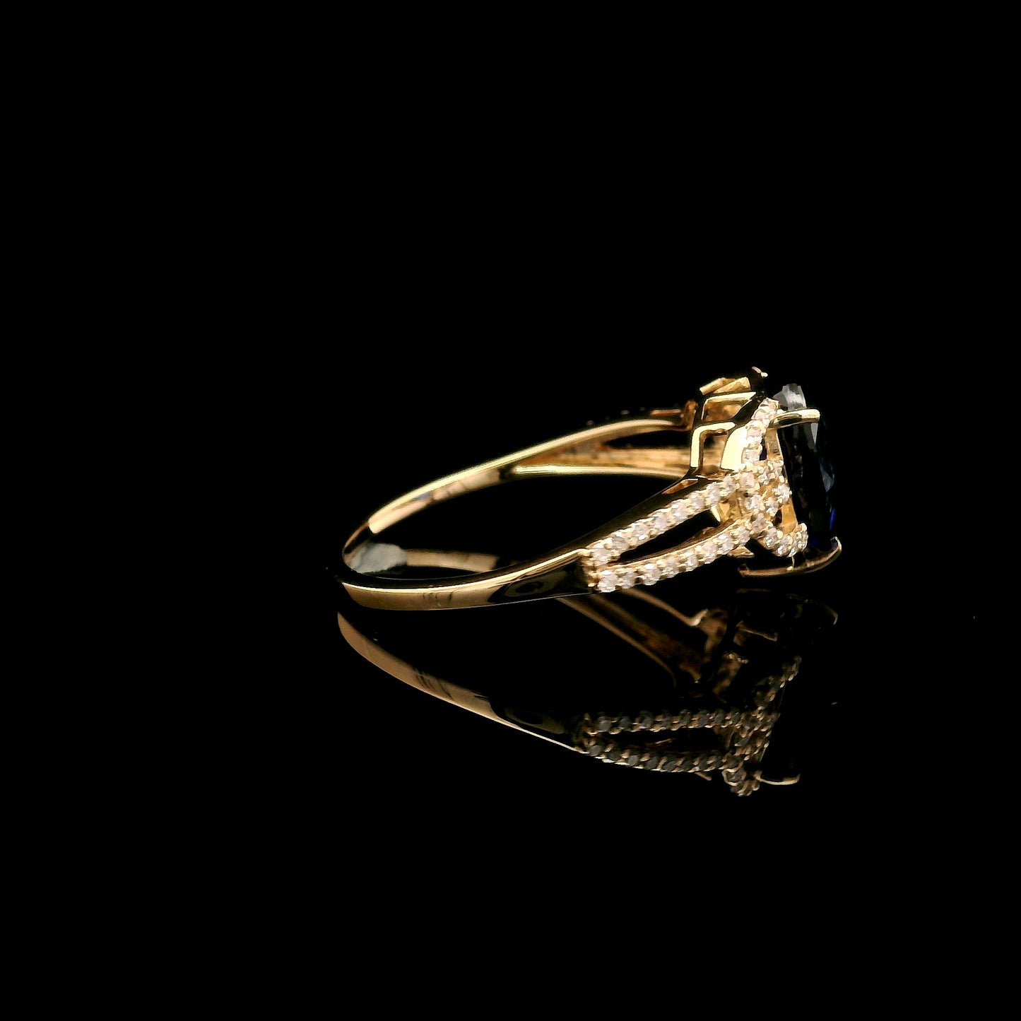 2.40 Ct Pear Mixed Cut Lab Grown Sapphire 14K Gold Ring