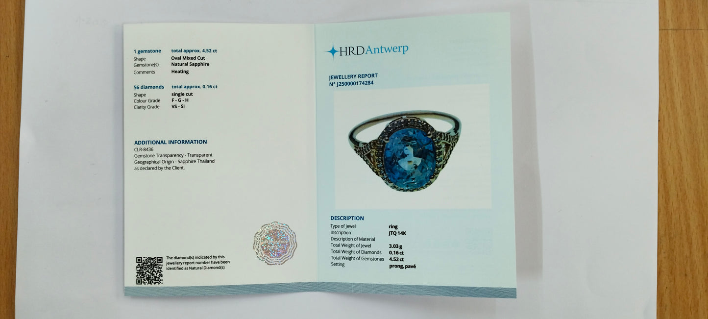 4.68 Ct Oval Mixed Cut Natural Sapphire 14K Gold Ring