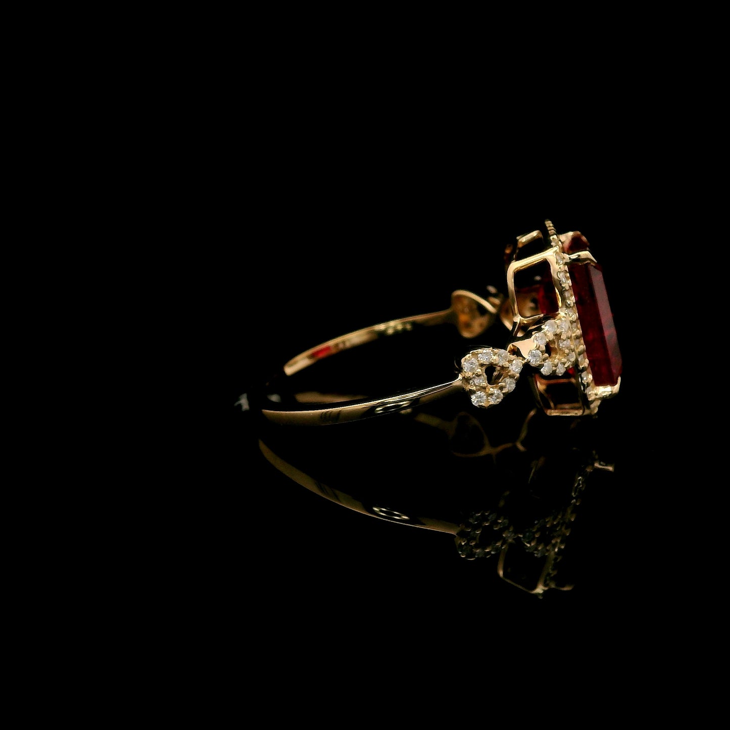 3.54 Ct Emerald Cut Lab Grown Ruby 14K Gold Ring