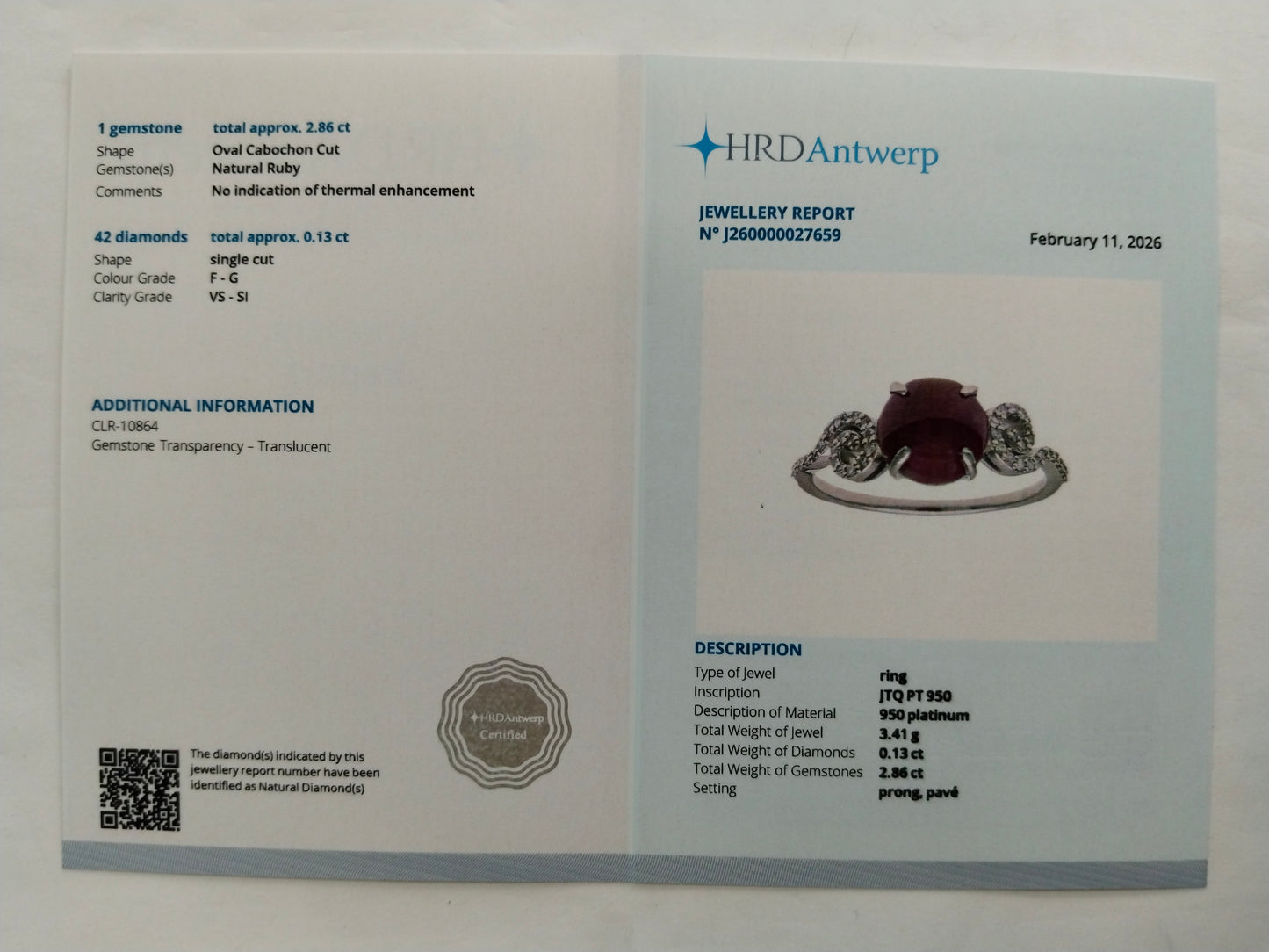2.99 Ct Round Mixed Cut Natural Ruby 950 Platinum Ring