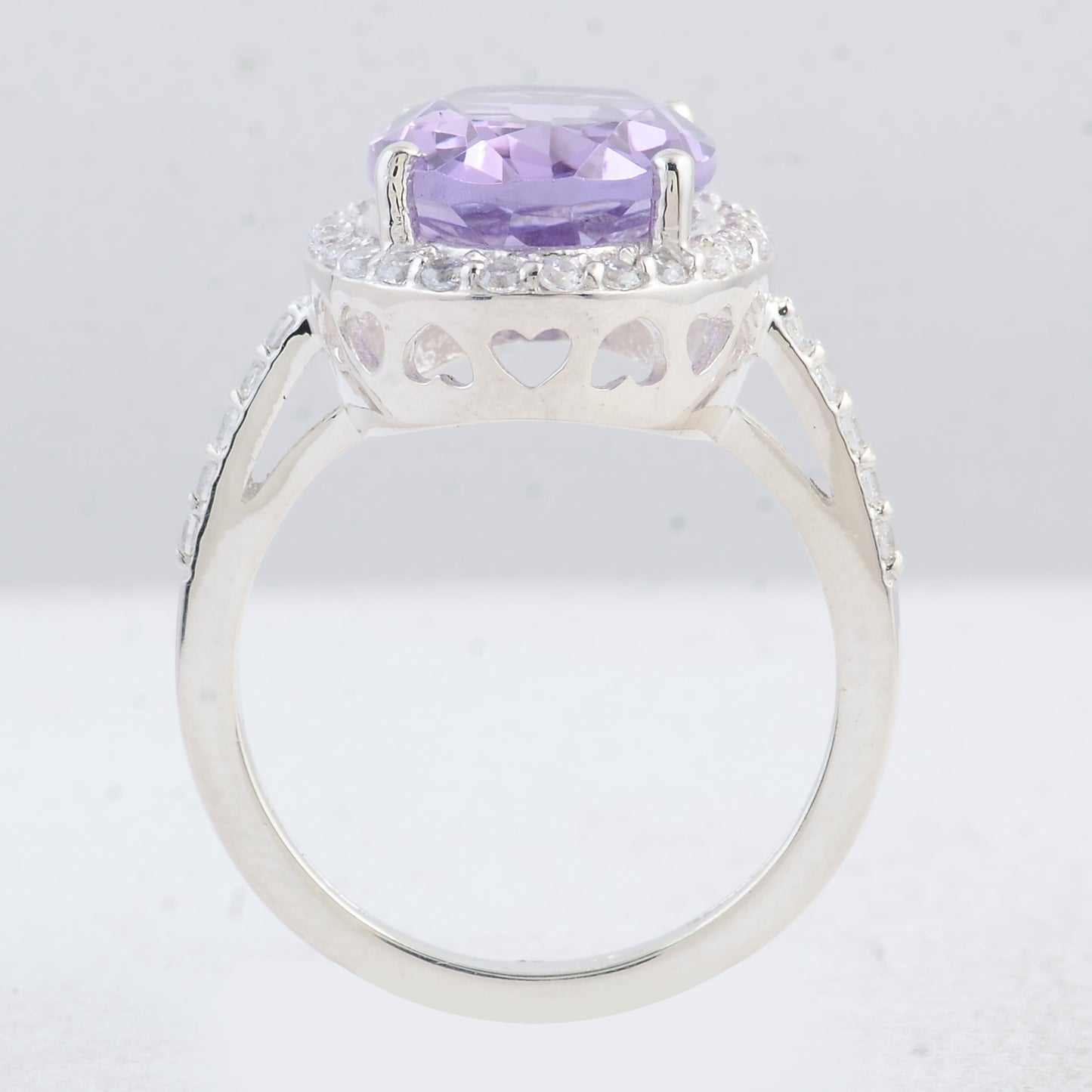 6.34 Ct Oval Amethyst 925 Sterling Silver Ring