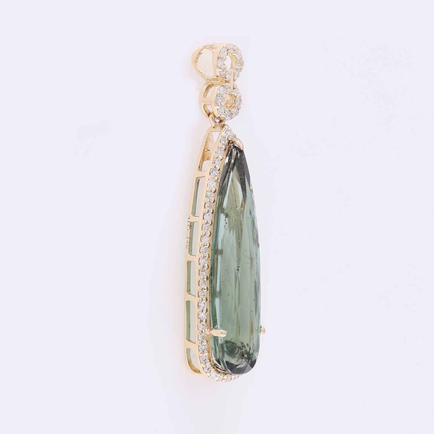 4.62 Ct Pear Mixed Cut Natural Tourmaline 14K Gold Pendant