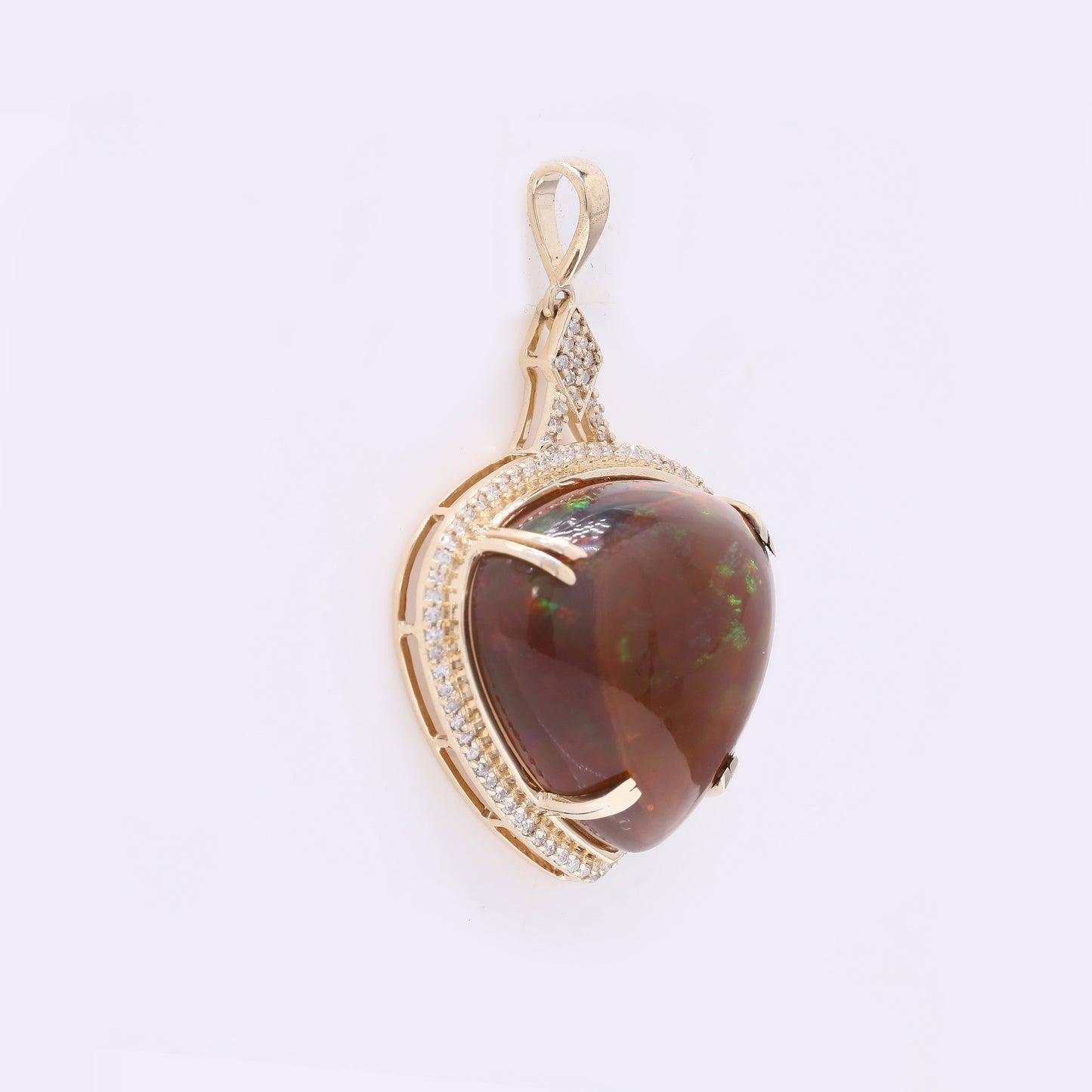 17.45 Ct Pear Cabochon Natural Opal 14K Gold Pendant
