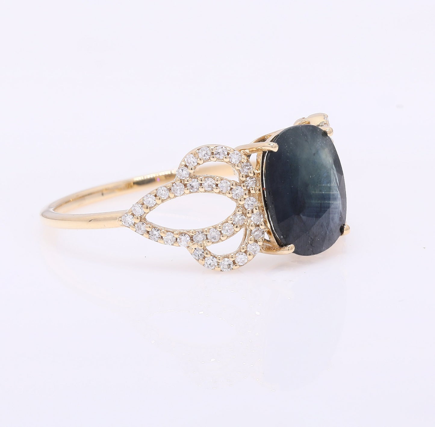 2.05 Ct Cushion Mixed Cut Natural Sapphire 14K Gold Ring