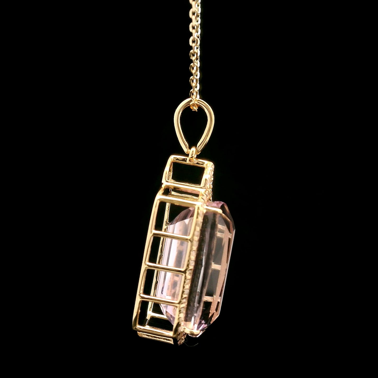 8.75 Ct Cushion Kunzite 14K Gold Pendant