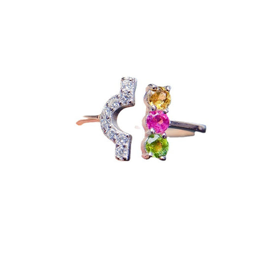 Multi Colored Tourmaline 925 Sterling Silver Ring