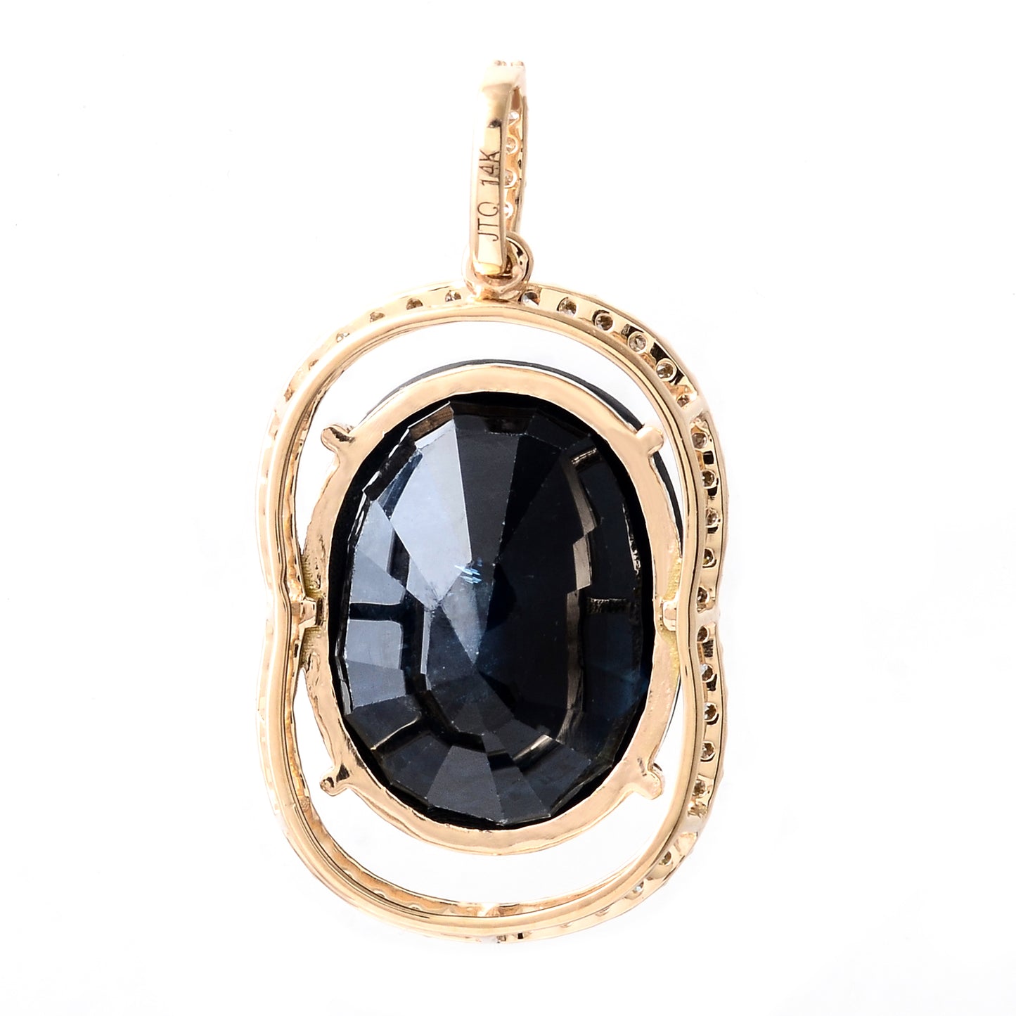 6.65 Ct Oval Mixed Cut Natural Corundum Sapphire 14K Gold Pendant