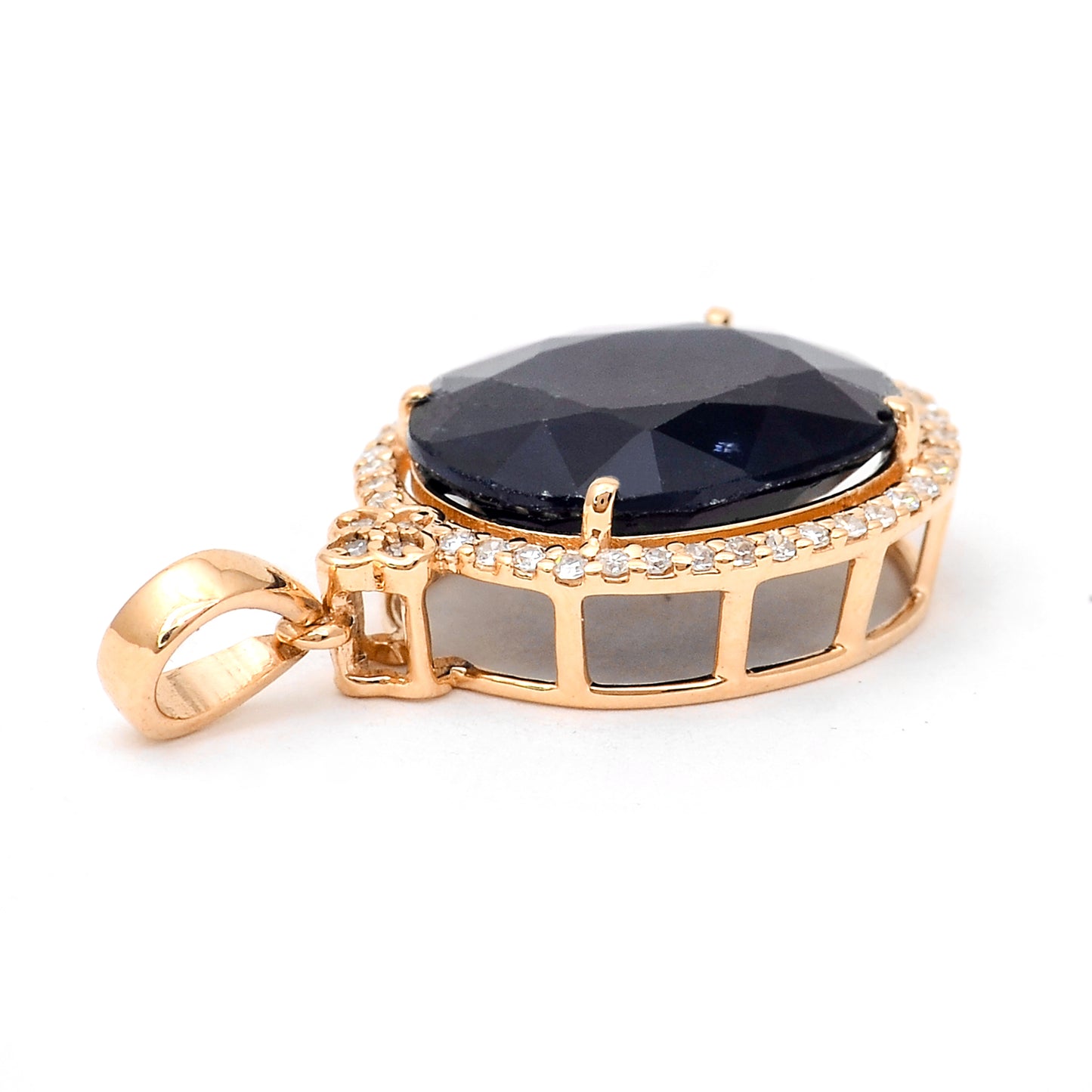 5.80 Ct Oval Mixed Cut Natural Sapphire 14K Gold Pendant