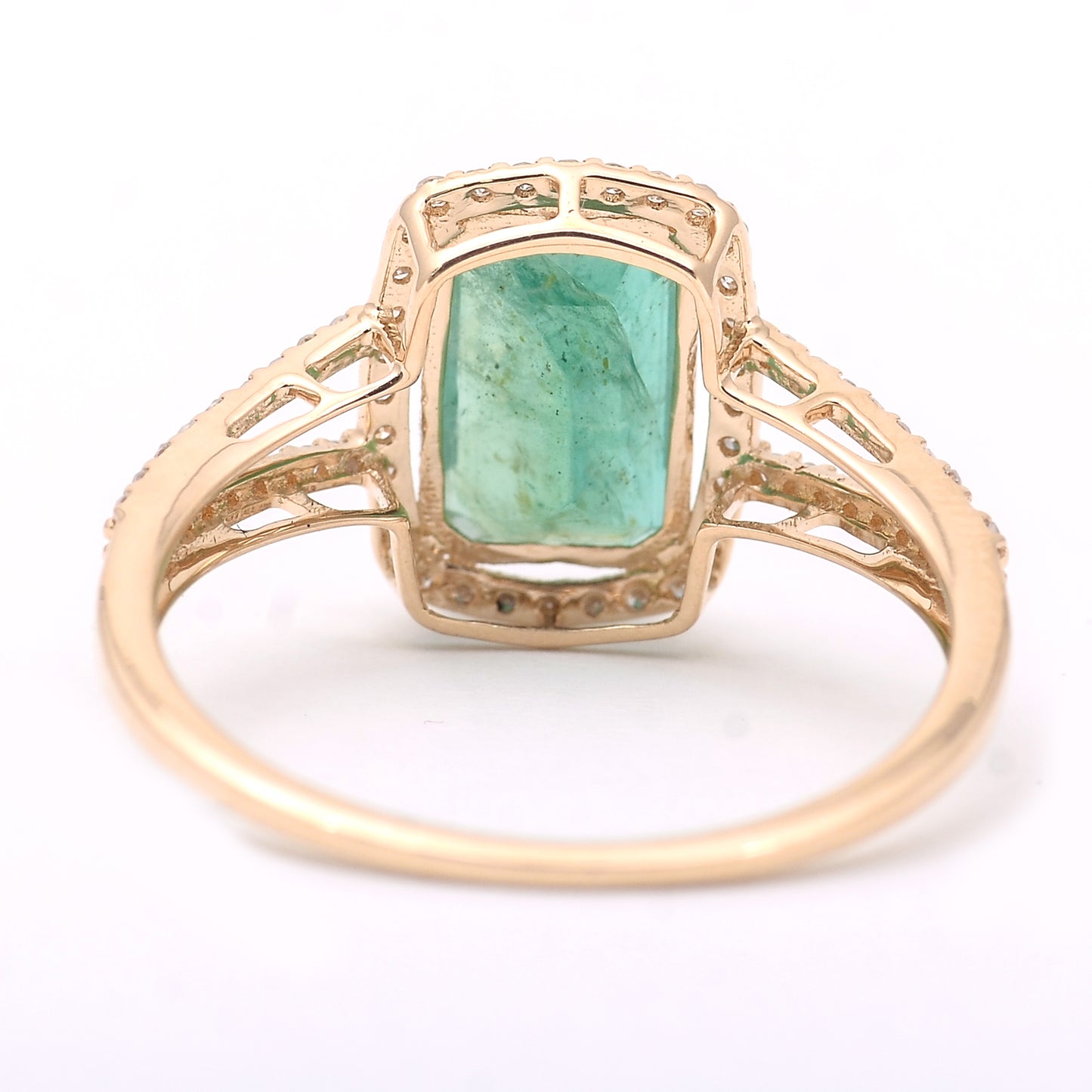 1.96 Ct Octagon Step Cut Natural Emerald 14K Gold Ring