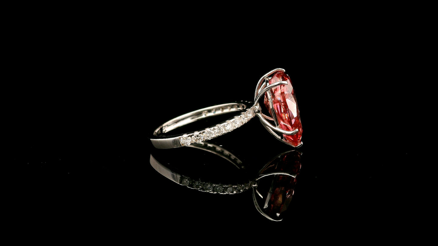 5.45 Carats Pink Lab Grown Diamond 14K Gold Ring