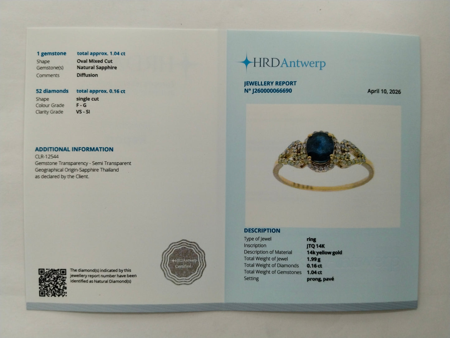 1.20 Ct Oval Mixed Cut Natural Sapphire 14K Gold Ring