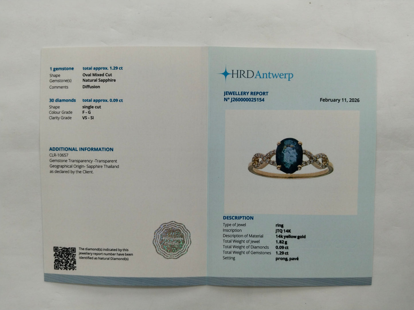 1.38 Ct Oval Mixed Cut Natural Sapphire 14K Gold Ring
