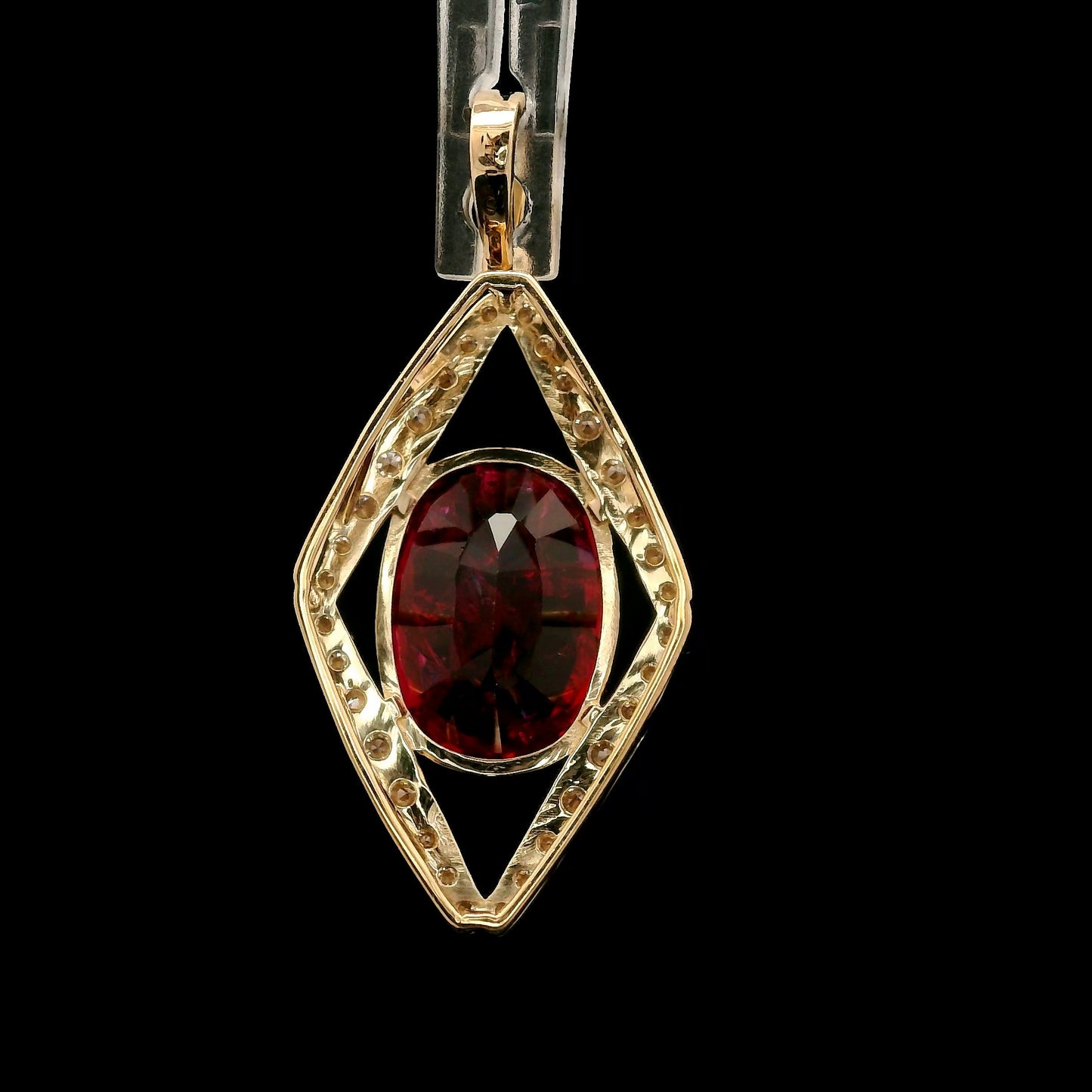 6.19 Ct Oval Mixed Cut Lab Grown Ruby 14K Gold Pendant