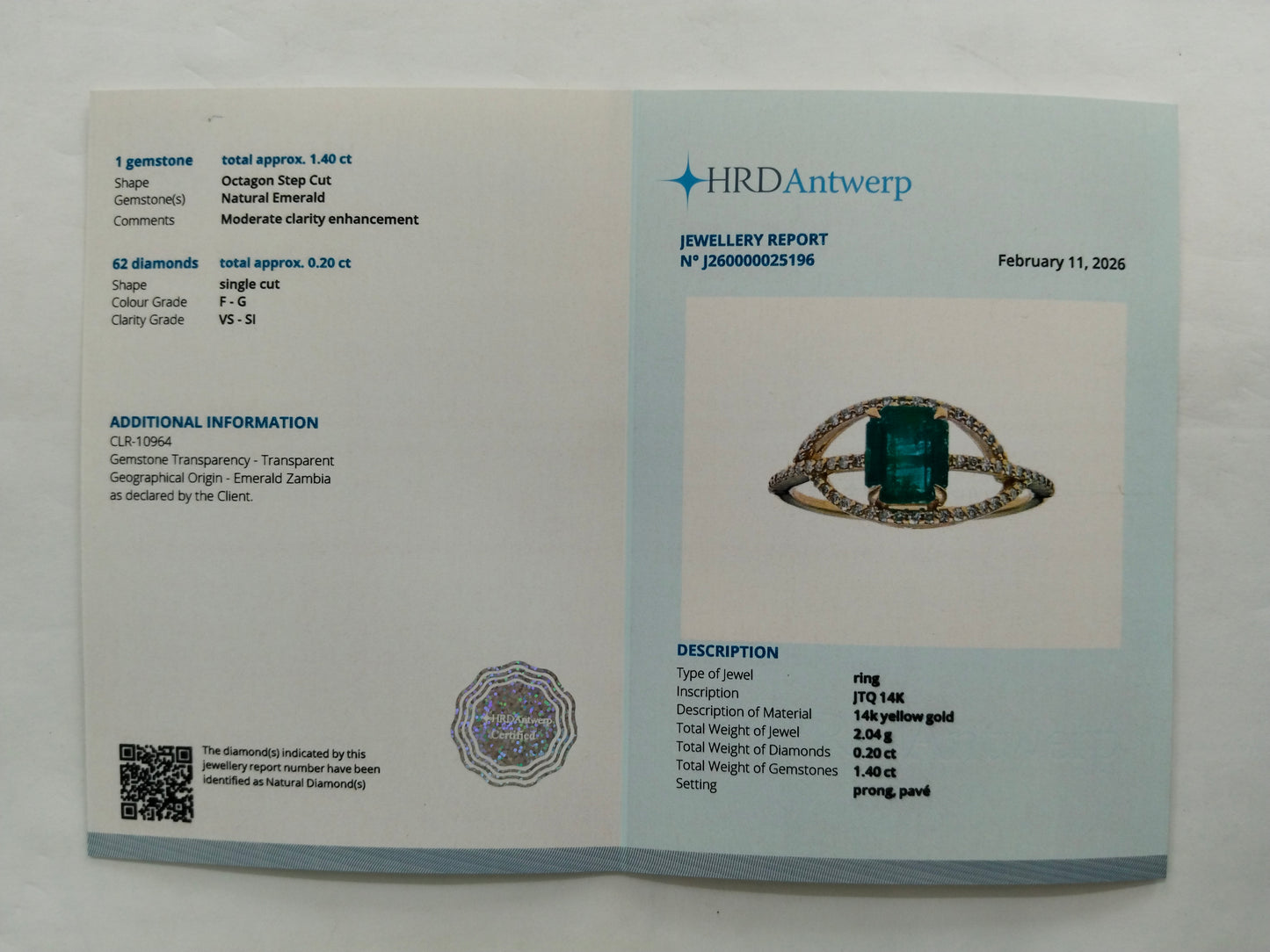1.60 Ct Octagon Step Cut Natural Emerald 14K Gold Ring