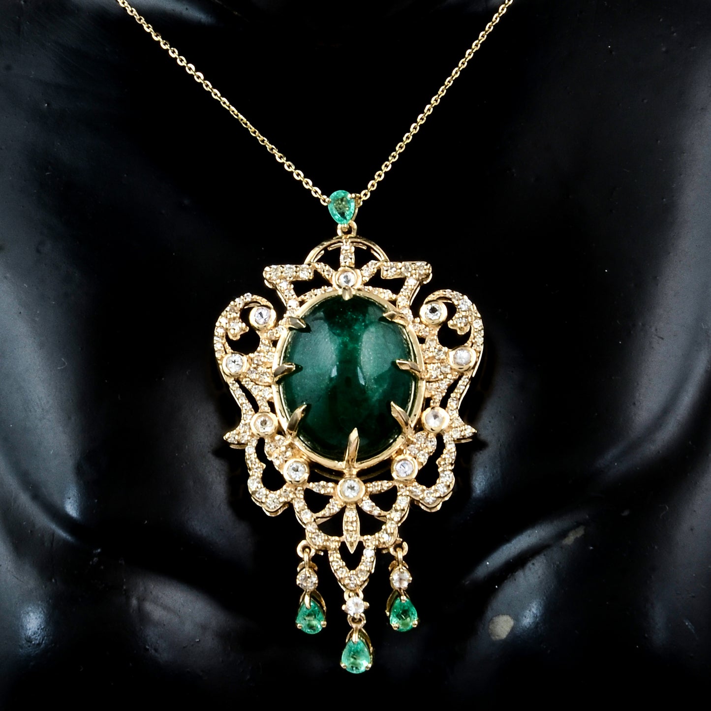 25.35 Ct Oval Emerald 14K Gold Pendant