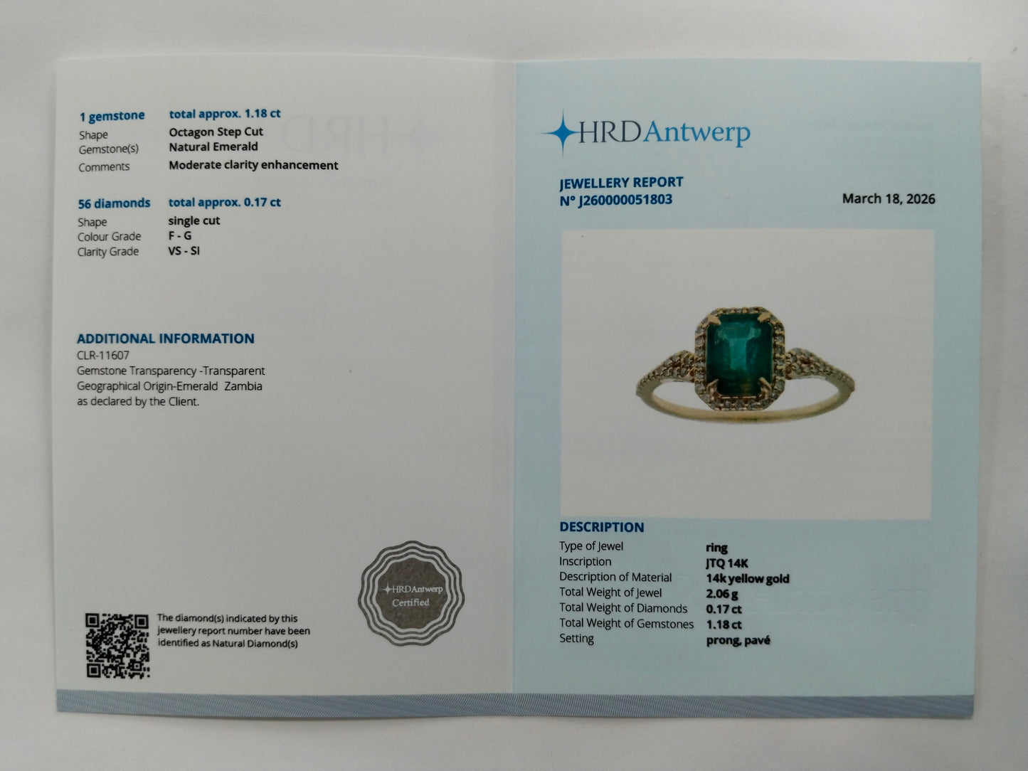 1.35 Ct Octagon Step Cut Natural Emerald 14K Gold Ring