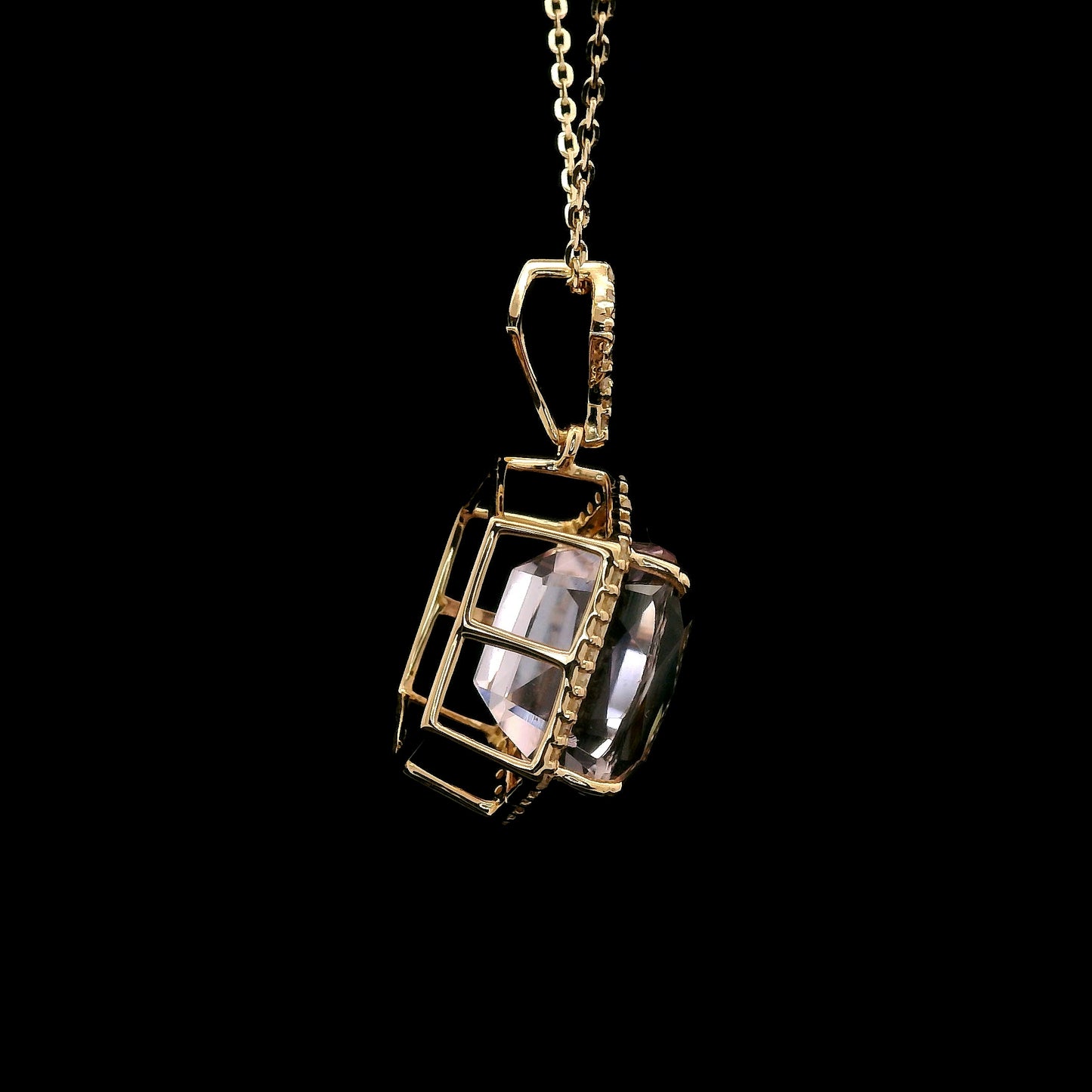 4.84 Ct Cushion Kunzite 14K Gold Pendant