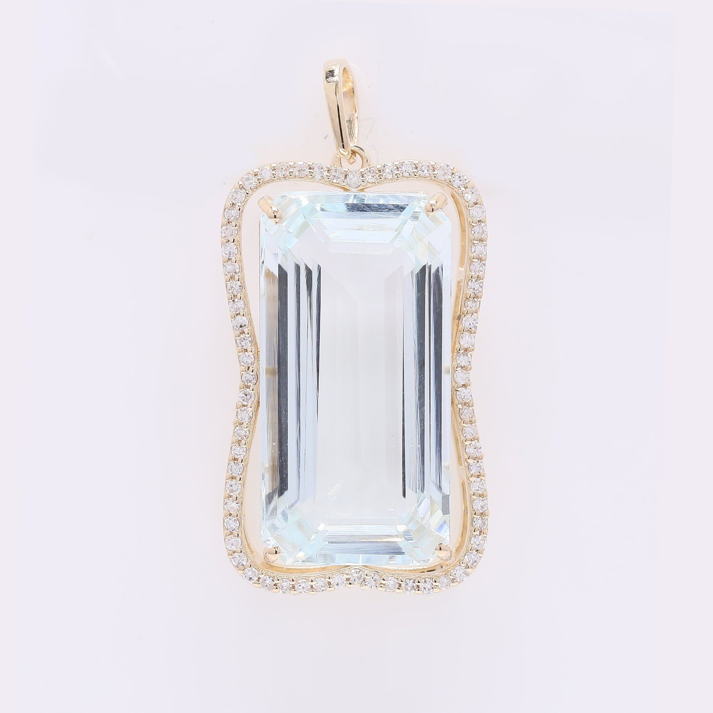14.43 Ct Octagon Step Cut Natural Aquamarine 14K Gold Pendant