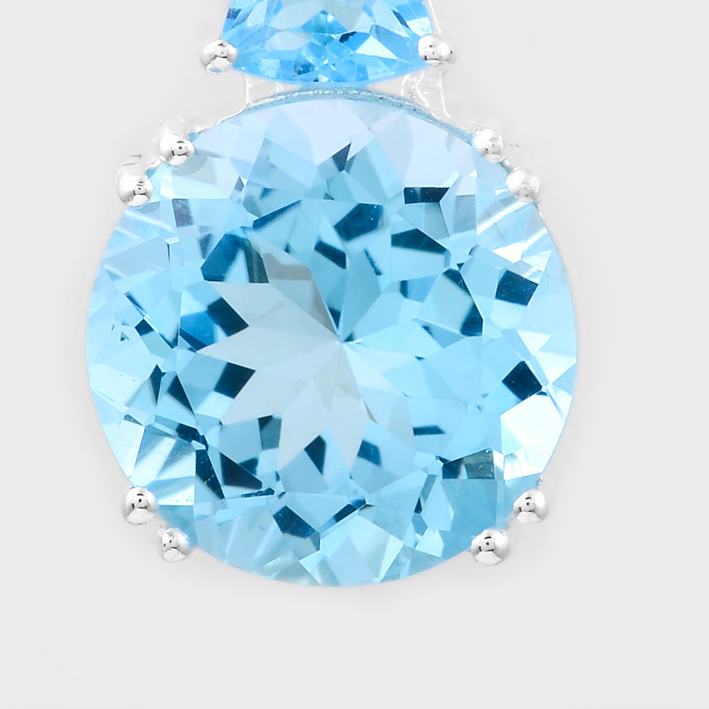 7.18 Ct Round Blue Topaz, Swiss Blue Topaz, Cubic Zirconia 925 Sterling Silver Pendant