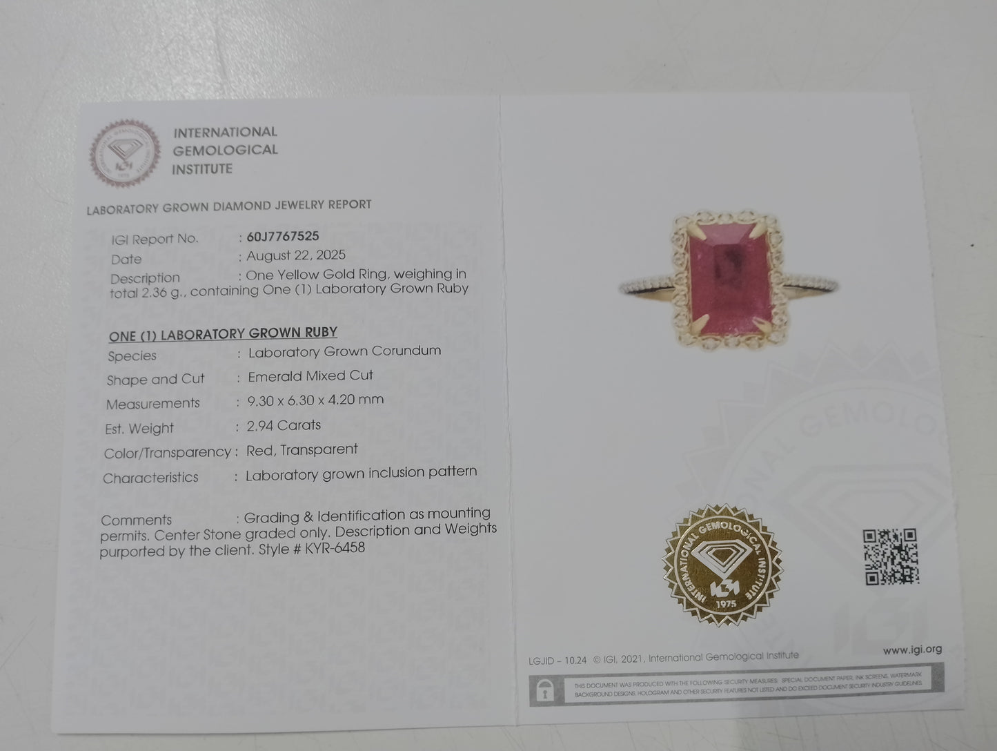 3.06 Ct Emerald Mixed Cut Lab Grown Ruby 14K Gold Ring