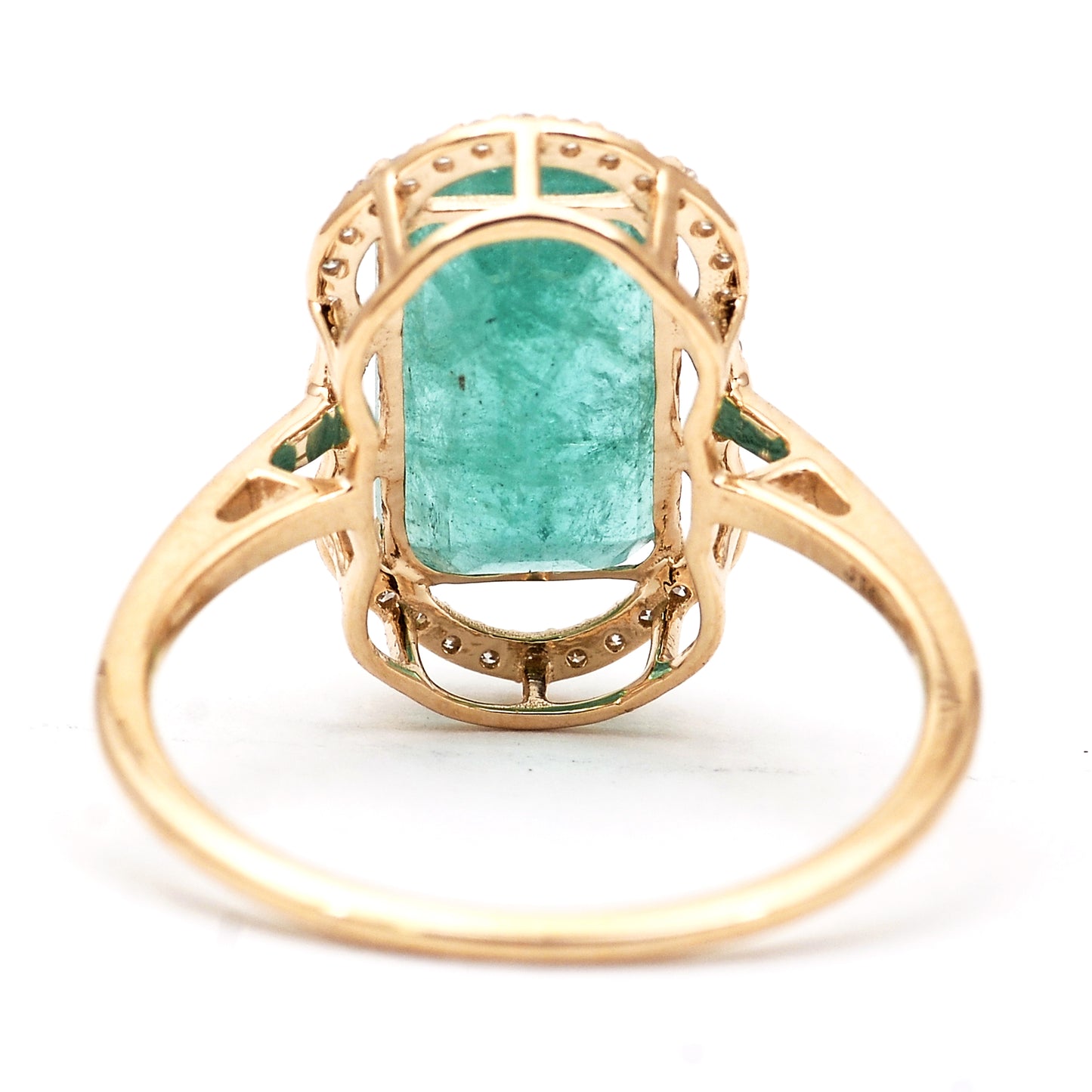 3.31 Ct Octagon Step Cut Natural Emerald 14K Gold Ring