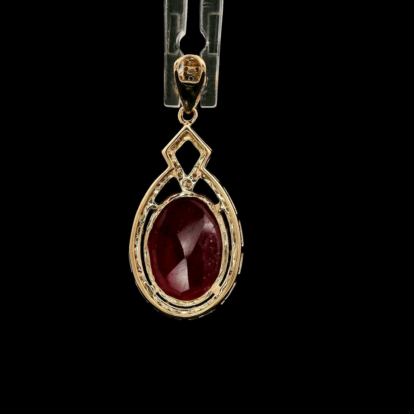 2.30 Ct Oval Mixed Cut Natural Corundum Ruby 14K Gold Pendant