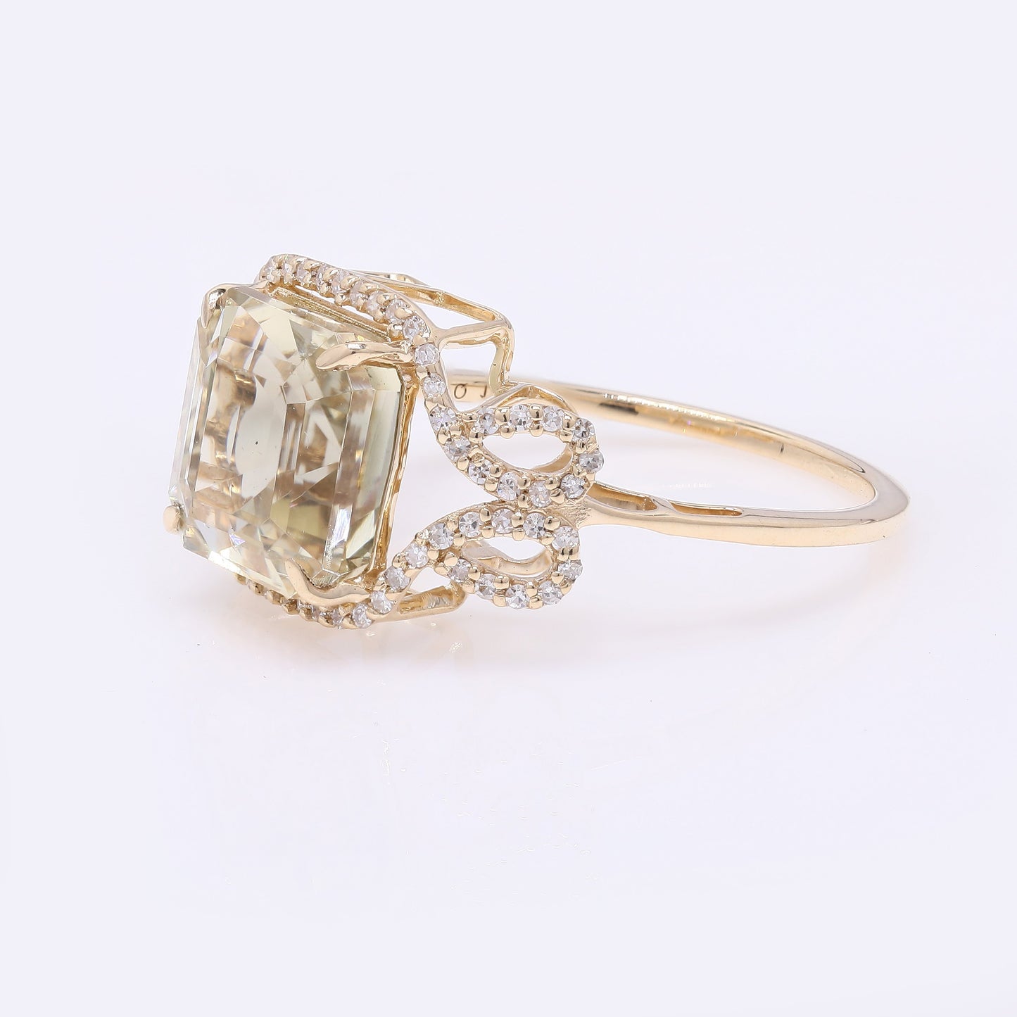 4.43 Ct Square Emerald Cut Natural Plagioclase Feldspar Sunstone 14K Gold Ring