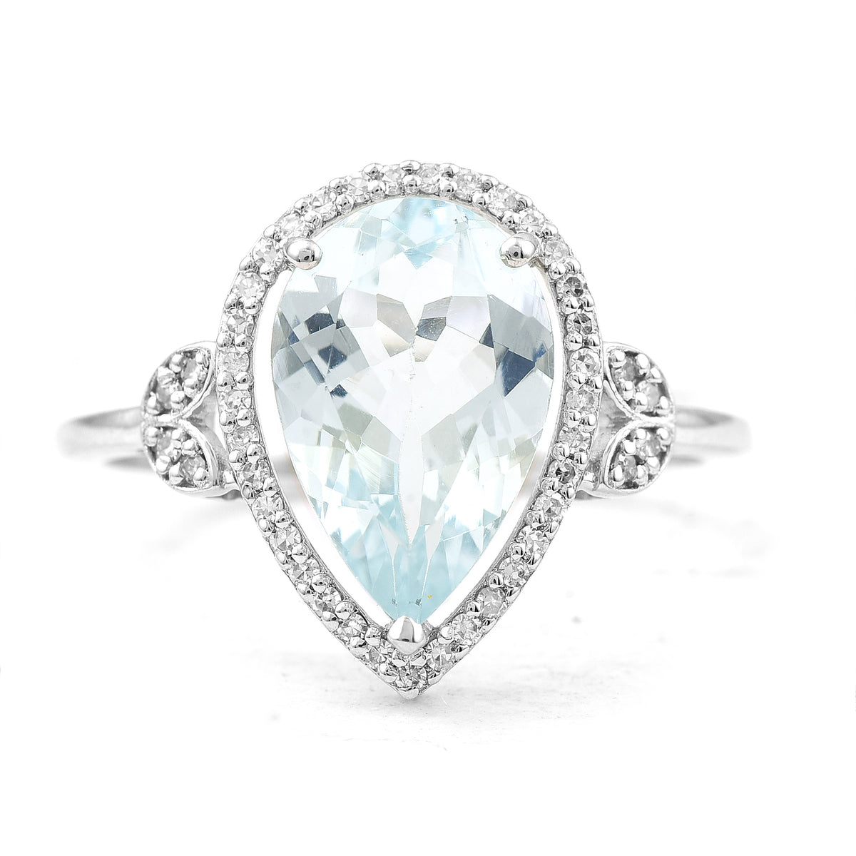 2.44 Ct Pear Mixed Cut Natural Aquamarine 950 Platinum Ring