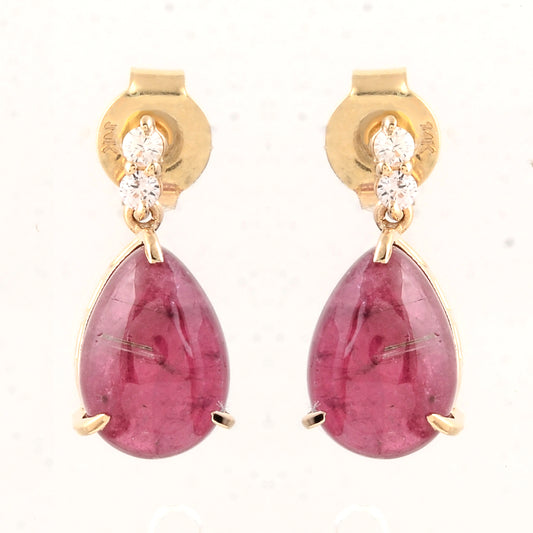 5.33 Ct Pear Tourmaline 14K Gold Earrings