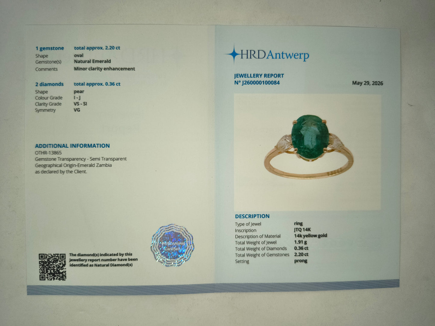 2.56 Ct Oval Mixed Cut Natural Emerald 14K Gold Ring