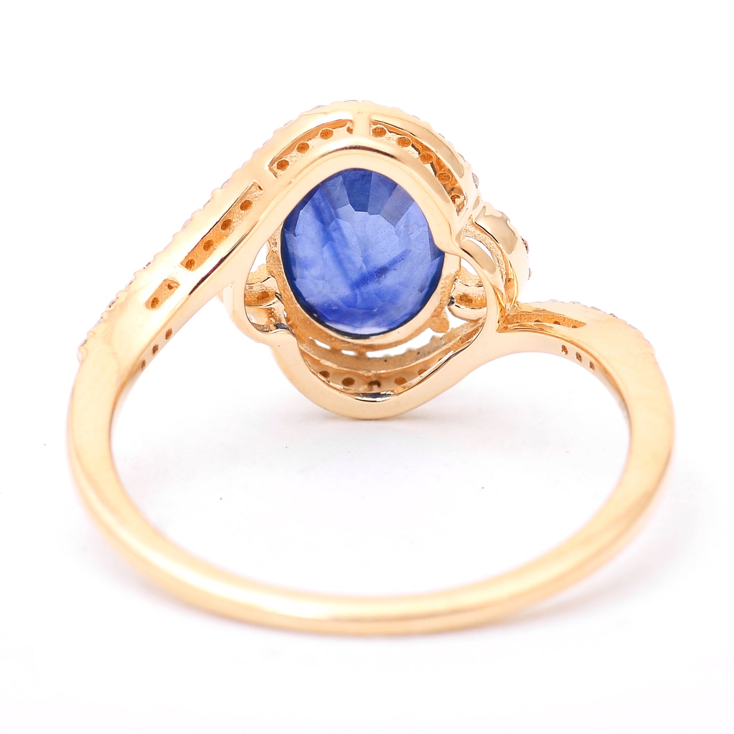 2.28 Ct Oval Mixed Cut Natural Sapphire 14K Gold Ring