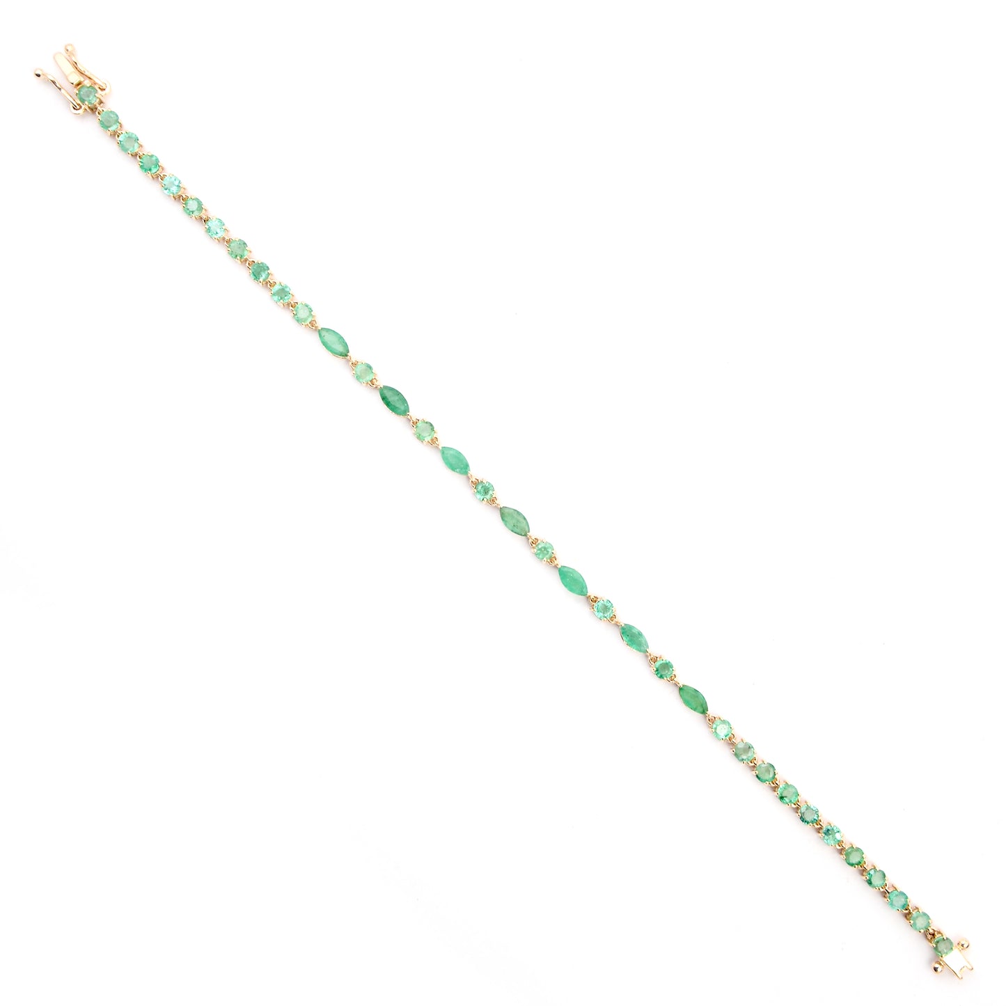 5.22 Ct Marquise Emerald 14K Gold Bracelet