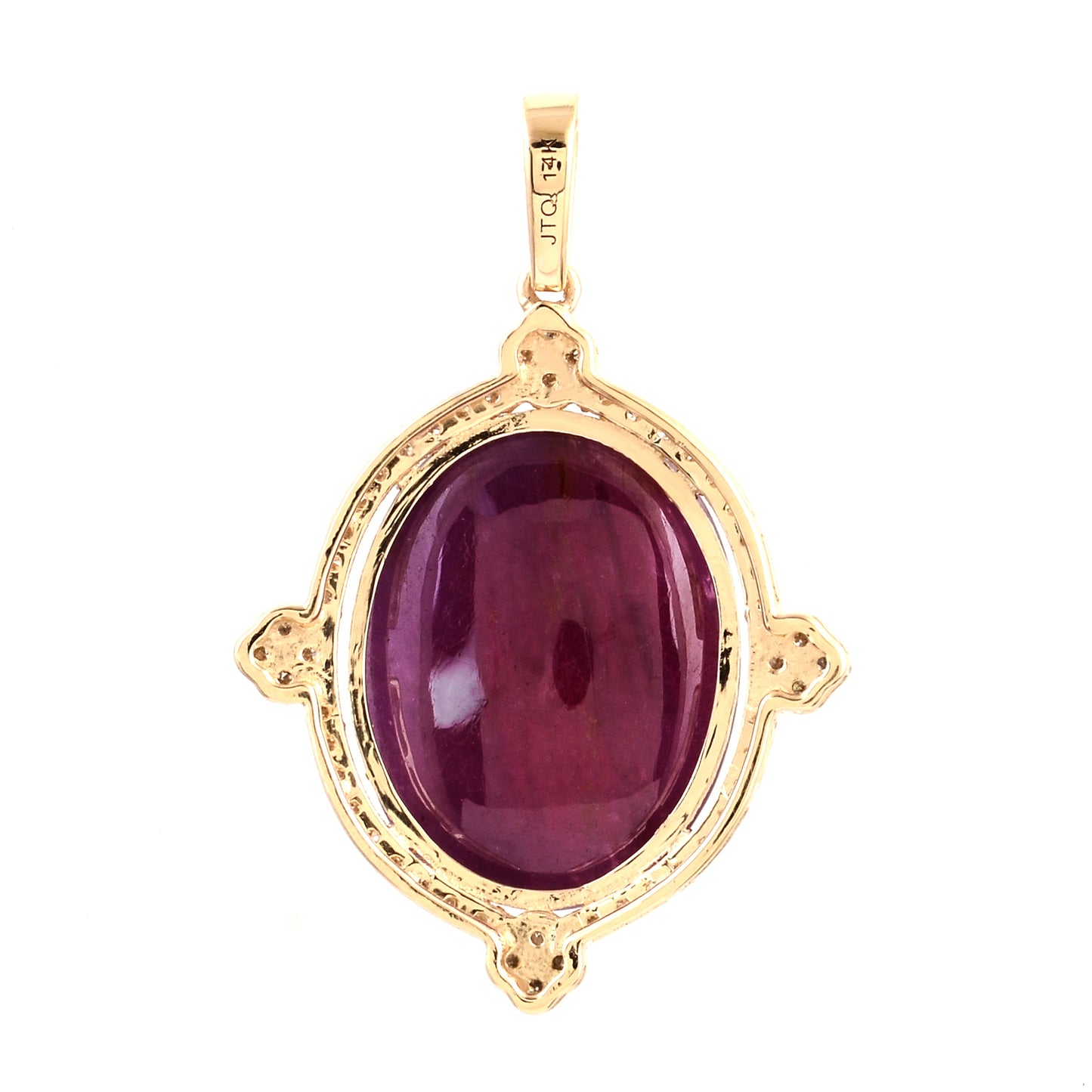 13.42 Ct Oval Cabochon Natural Corundum Ruby 14K Gold Pendant