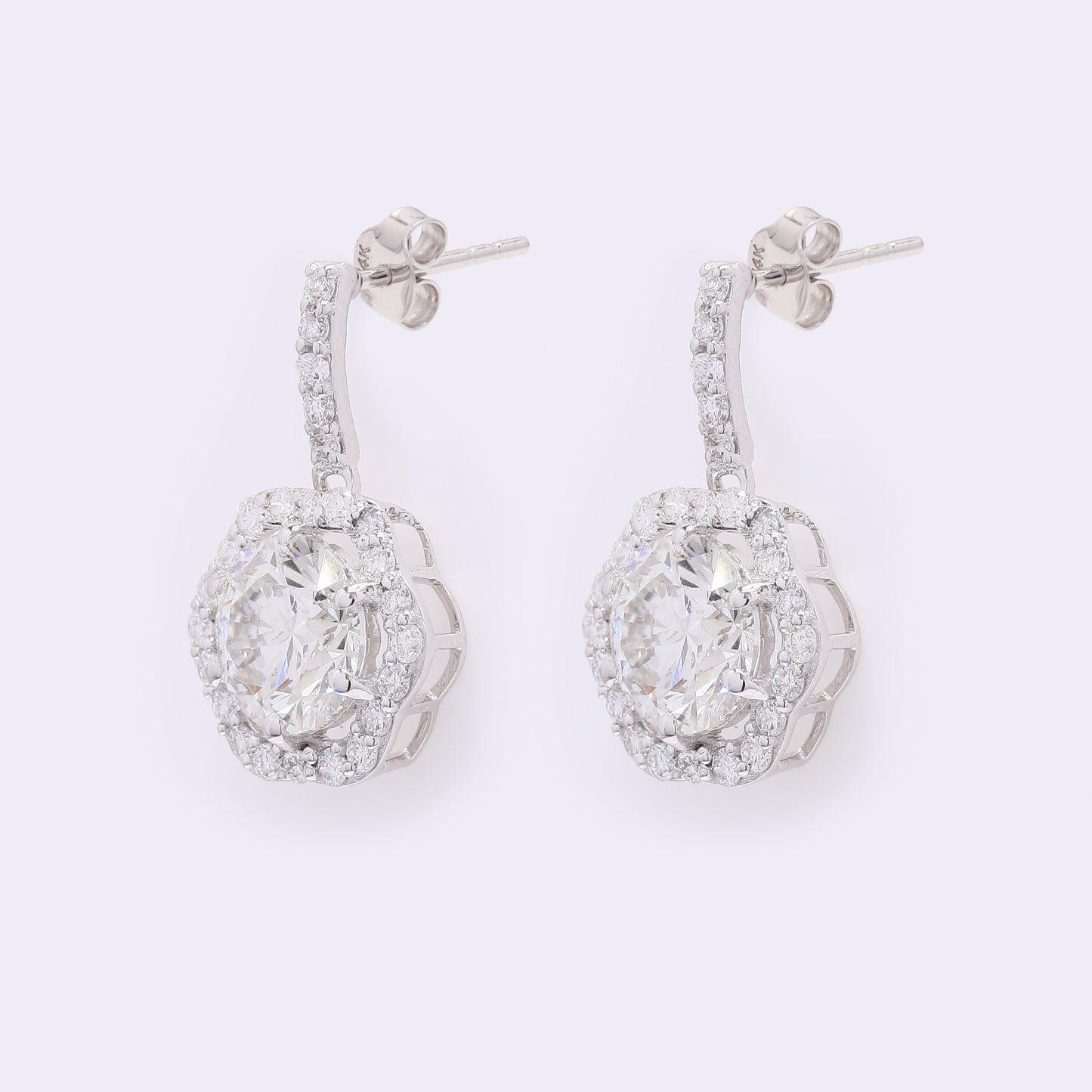 3.61 Carats Lab Grown Diamond 14K Gold Earrings