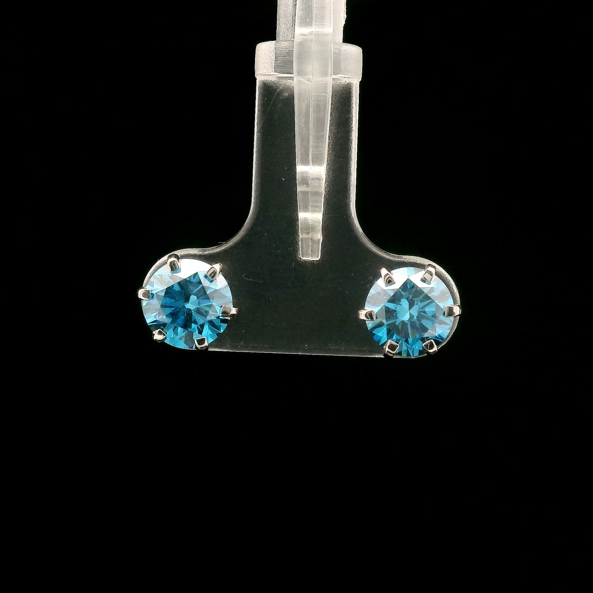2.26 Carats Blue Lab Grown Diamond 14K Gold Earrings