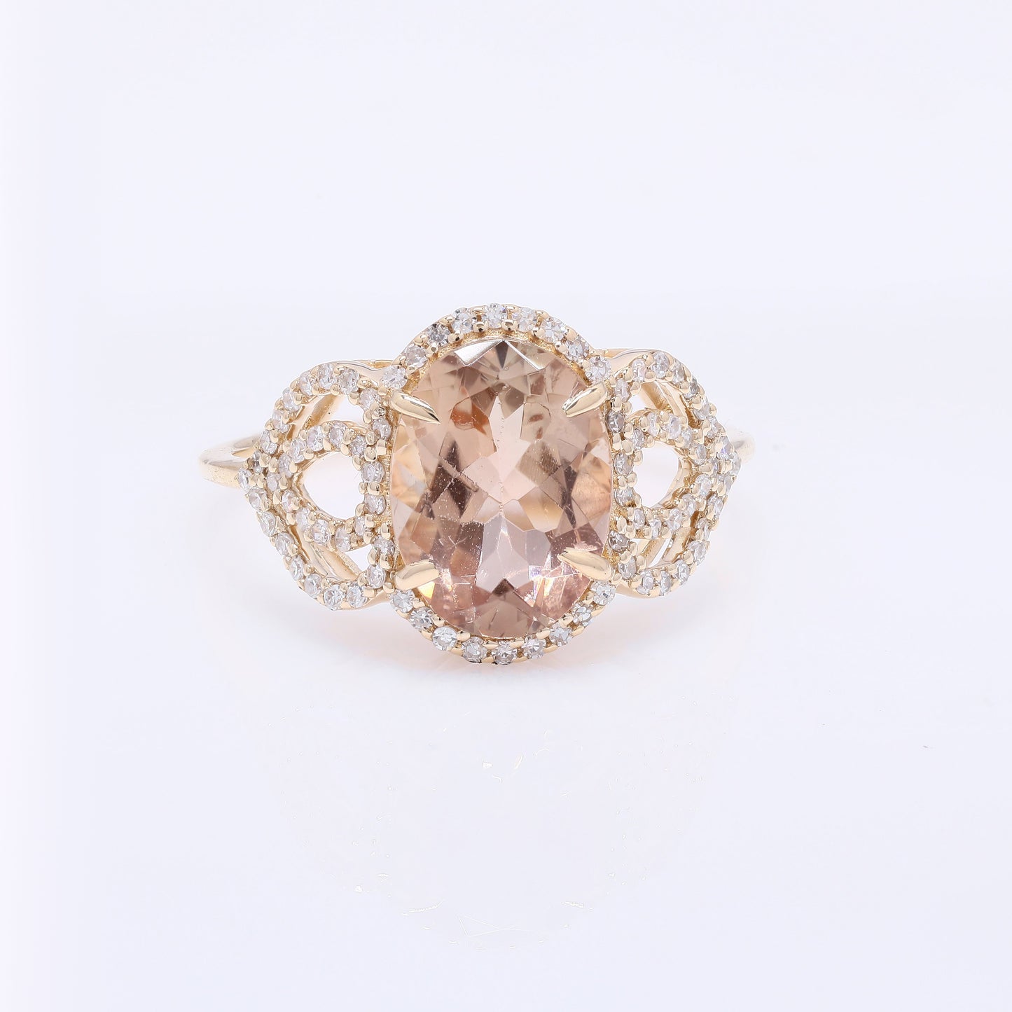 2.25 Ct Oval Mixed Cut Natural Plagioclase Feldspar Sunstone 14K Gold Ring