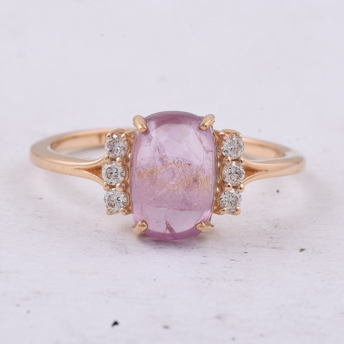 2.76 Ct Cushion Cabochon Cut Natural Spinel 14K Gold Ring