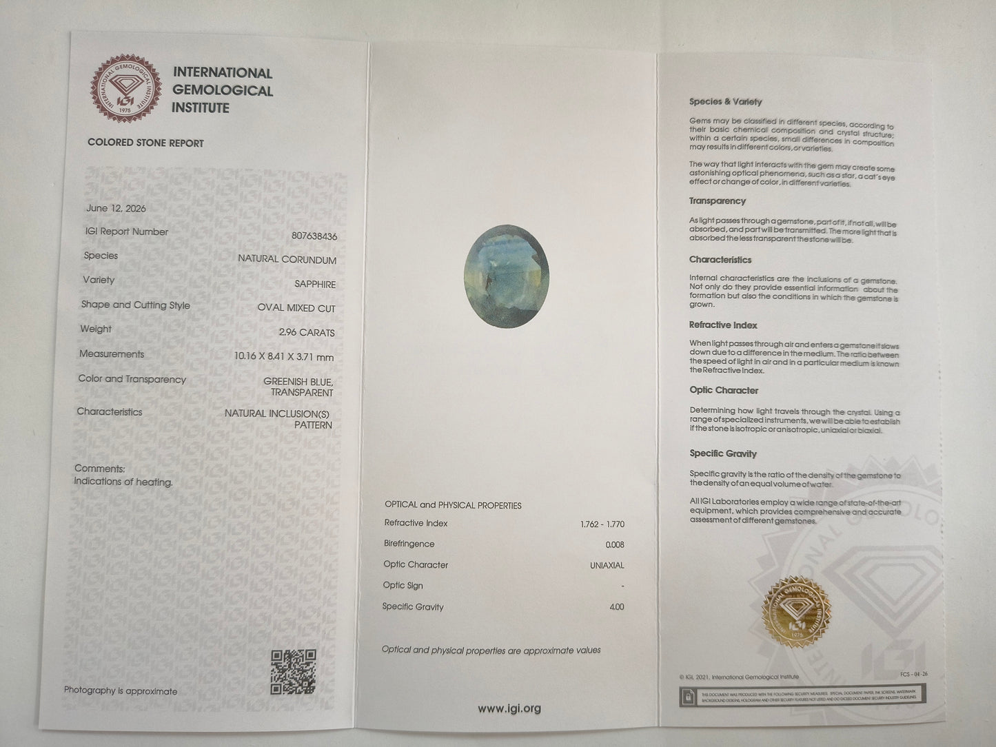 3.15 Natural Corundum Sapphire Oval Mixed Cut Gemstone