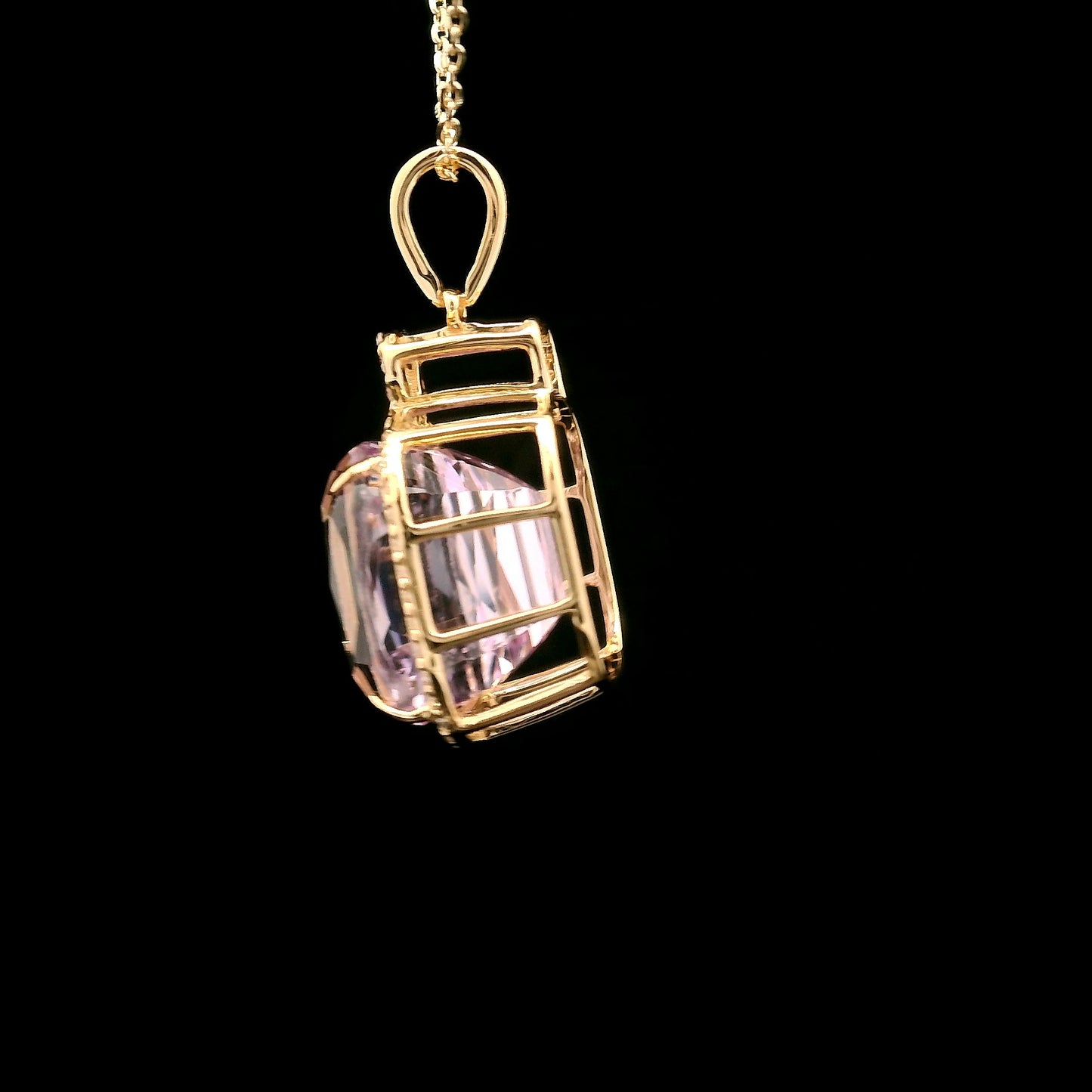 8.13 Ct Cushion Kunzite 14K Gold Pendant